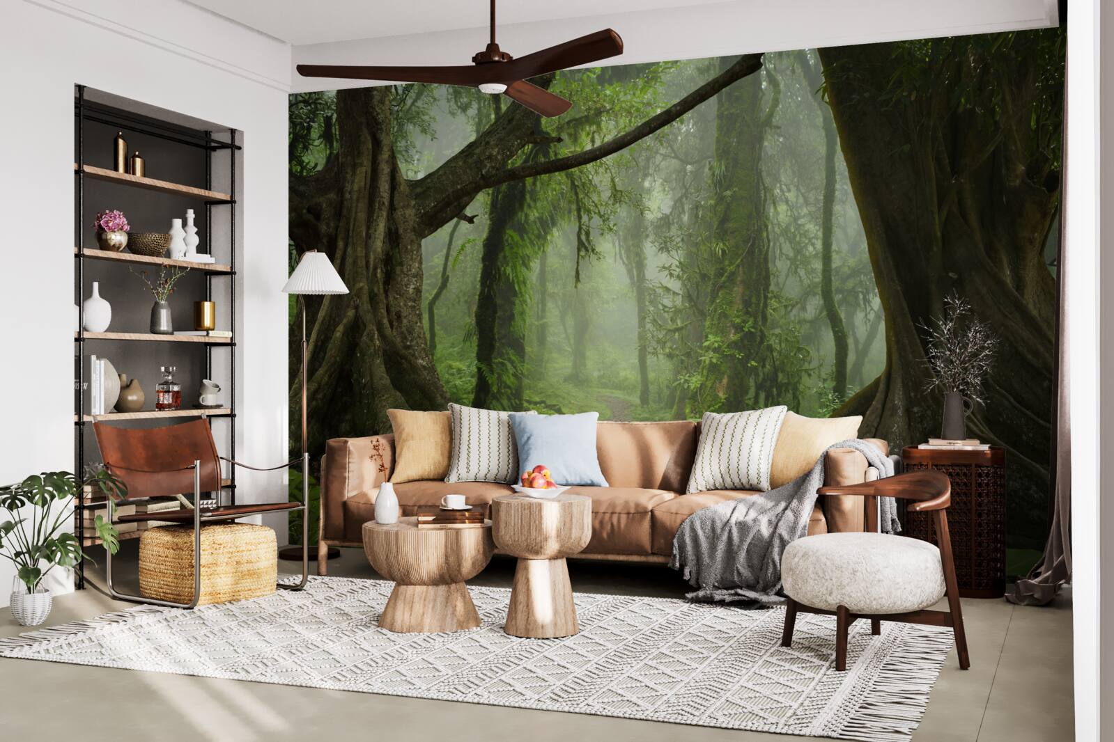 Fototapeta mistyczna ścieżka otoczona bujnym lasem