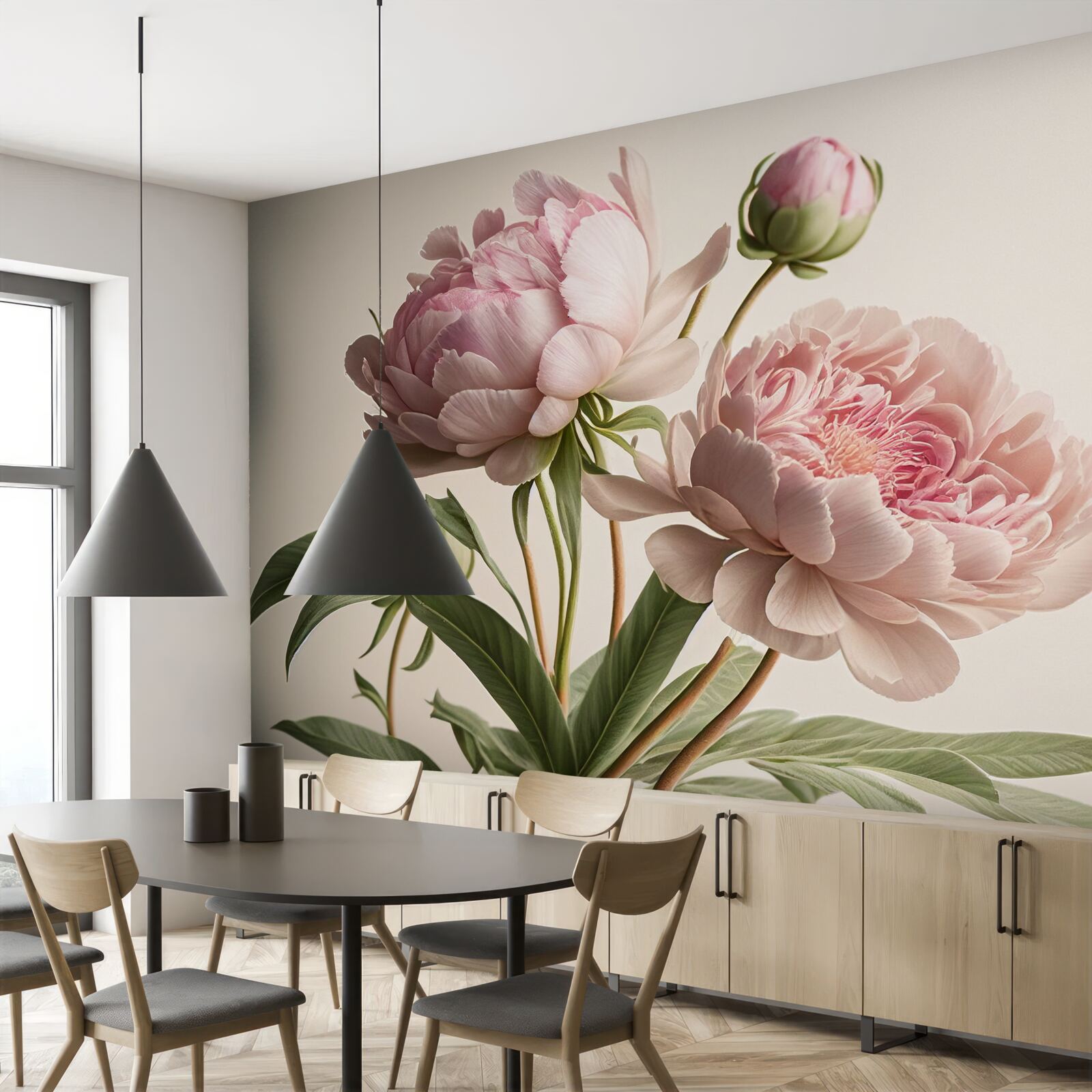 Fototapeta zestaw jasnych piwonii