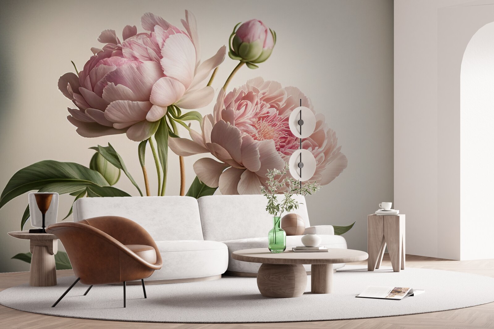 Fototapeta zestaw jasnych piwonii