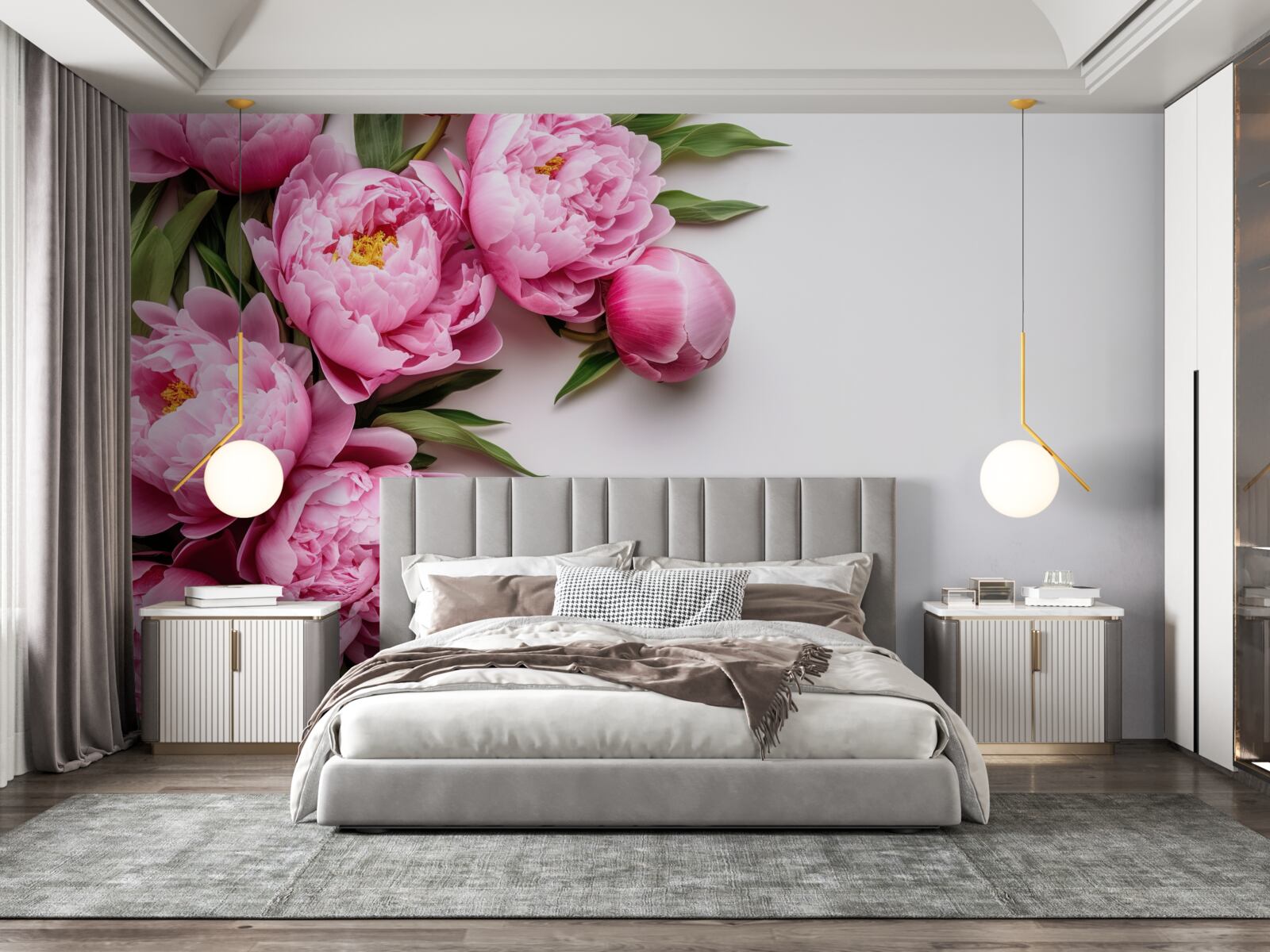 Fototapeta duże kwiatostany różowych piwonii