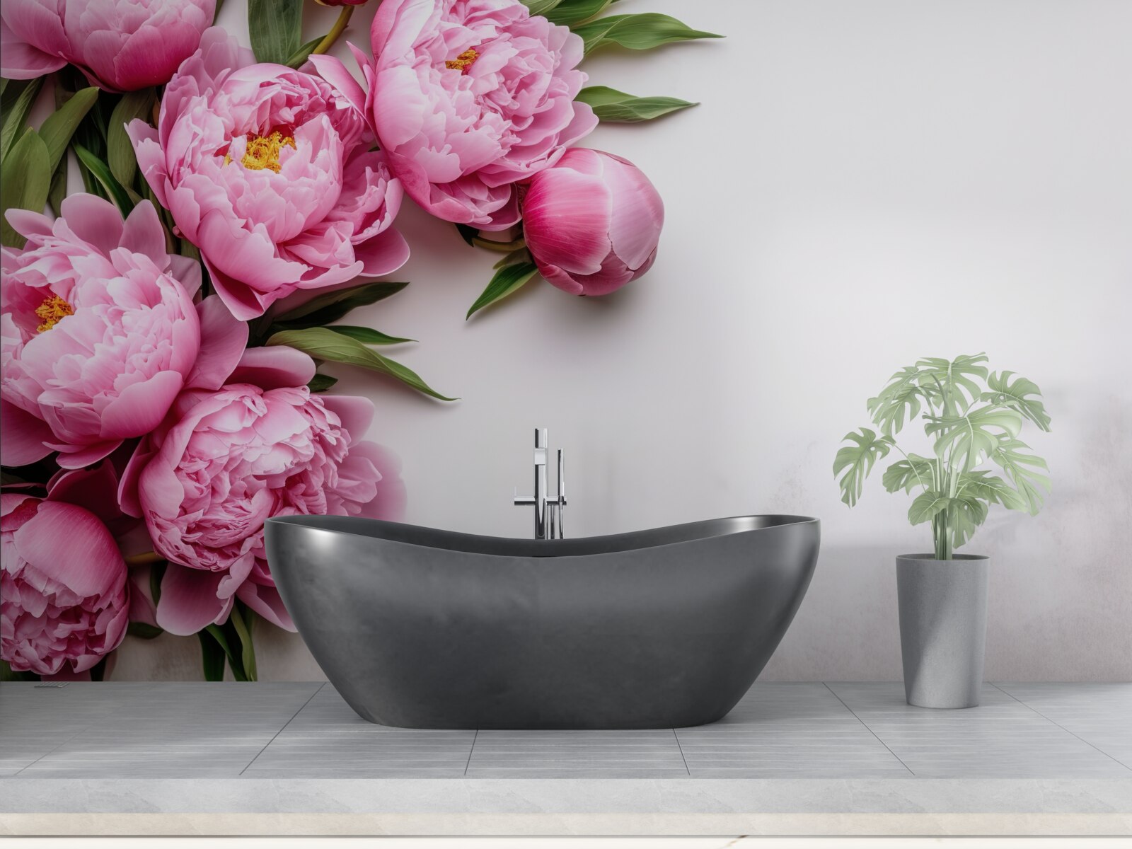 Fototapeta duże kwiatostany różowych piwonii