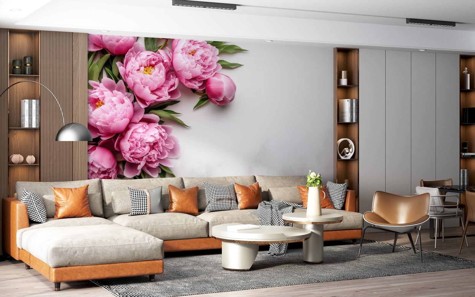 Fototapeta duże kwiatostany różowych piwonii