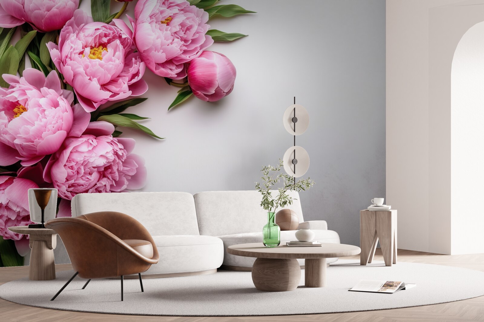 Fototapeta duże kwiatostany różowych piwonii