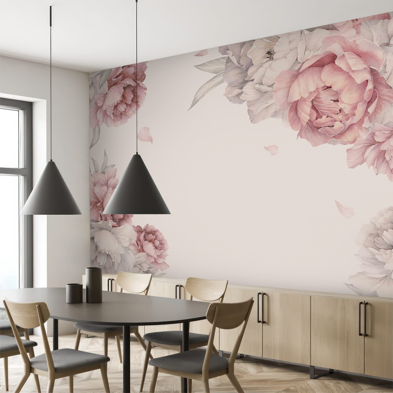 Fototapeta duże gałęzie różowych piwonii