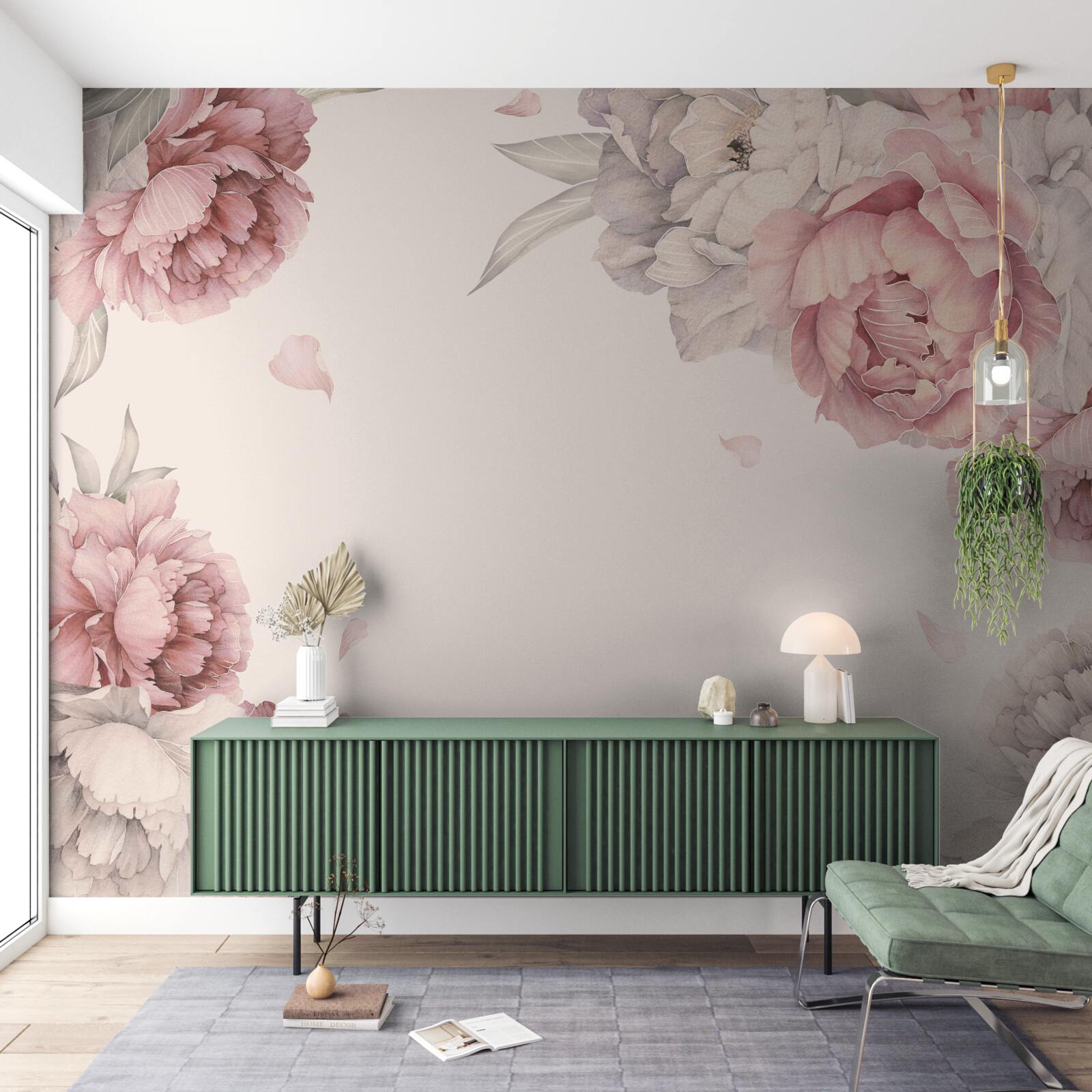 Fototapeta duże gałęzie różowych piwonii