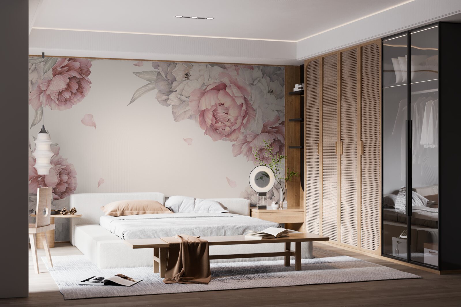 Fototapeta duże gałęzie różowych piwonii