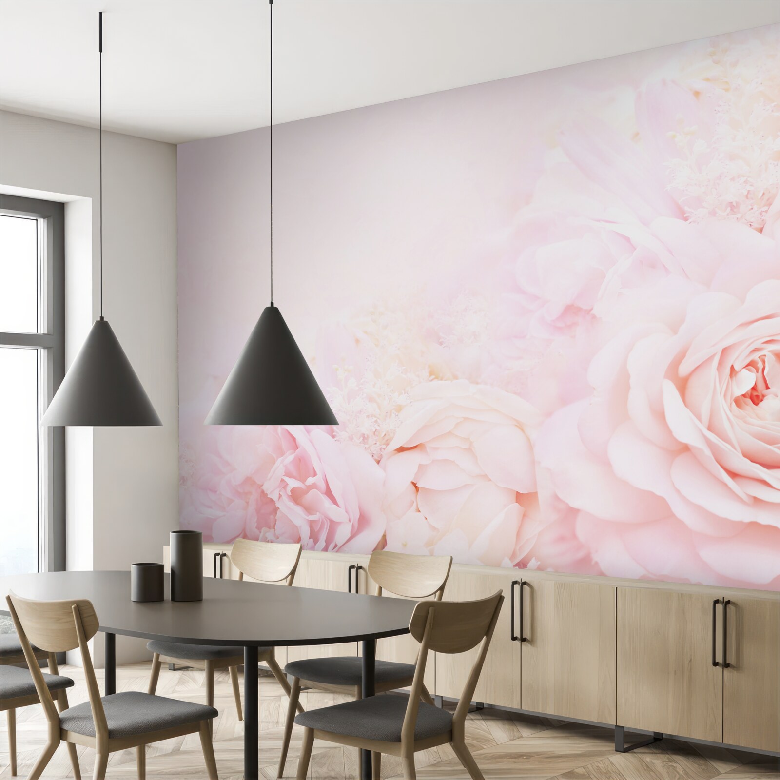 Fototapeta miękkie różowe kwiaty róży