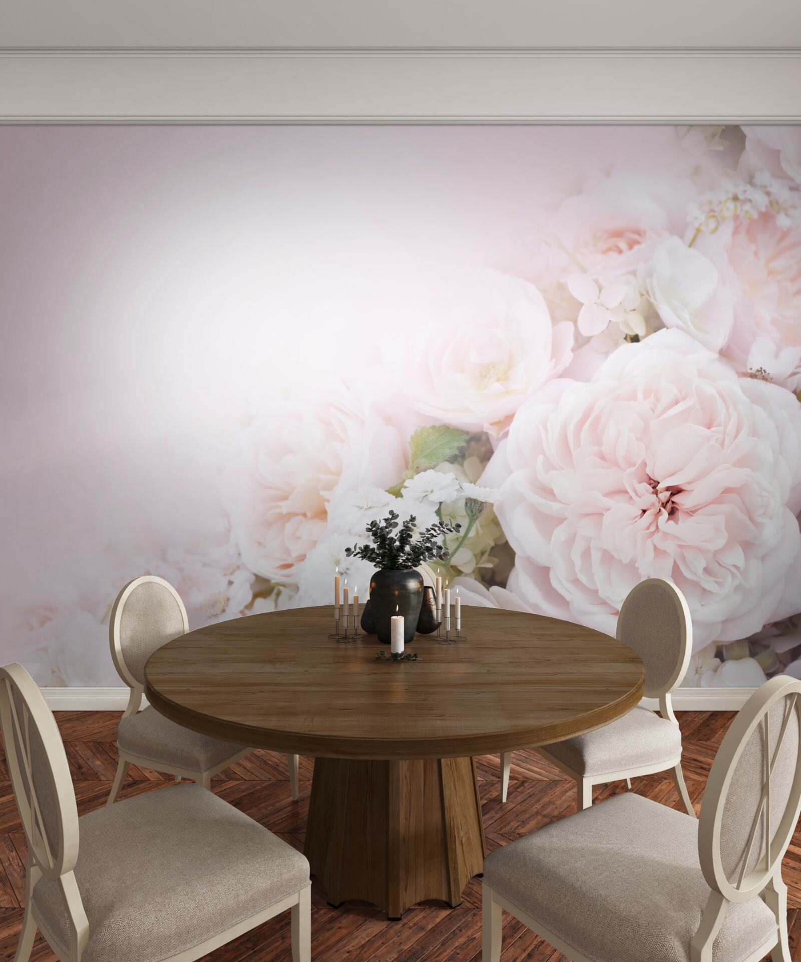 Fototapeta jasne tło ozdobione jest delikatnymi kwiatami