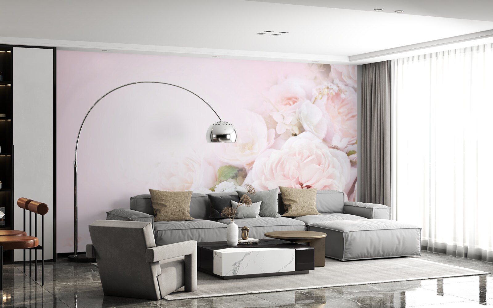 Fototapeta jasne tło ozdobione jest delikatnymi kwiatami