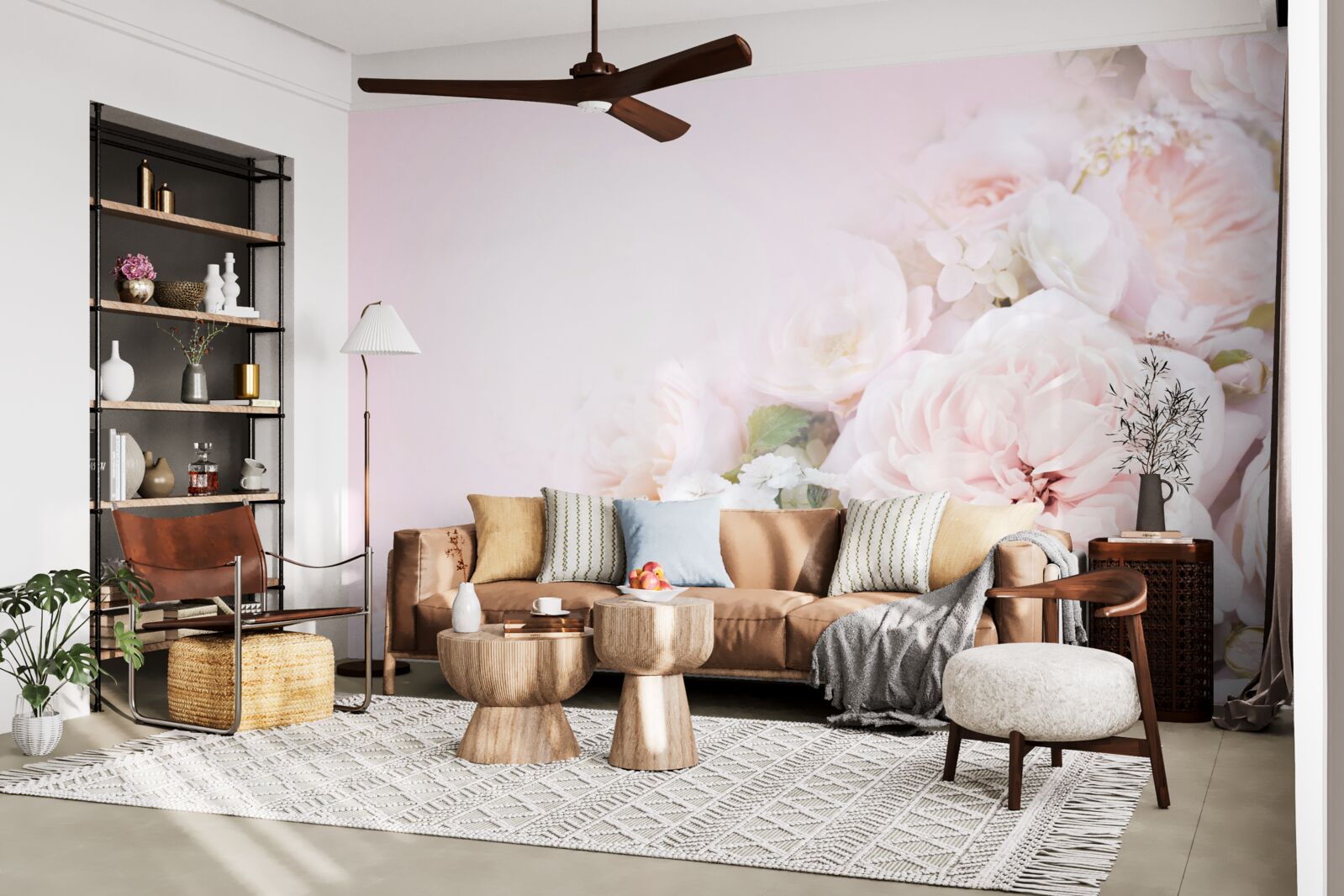 Fototapeta jasne tło ozdobione jest delikatnymi kwiatami