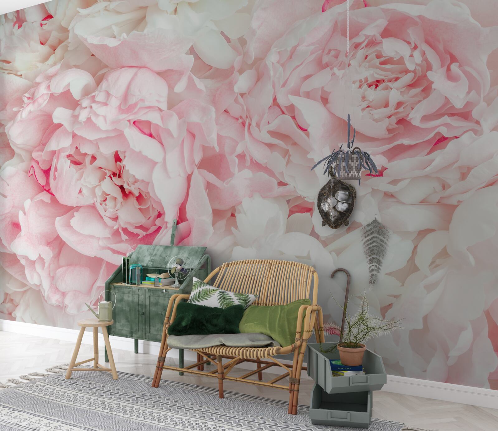 Fototapeta kwiaty białe z dużymi liśćmi