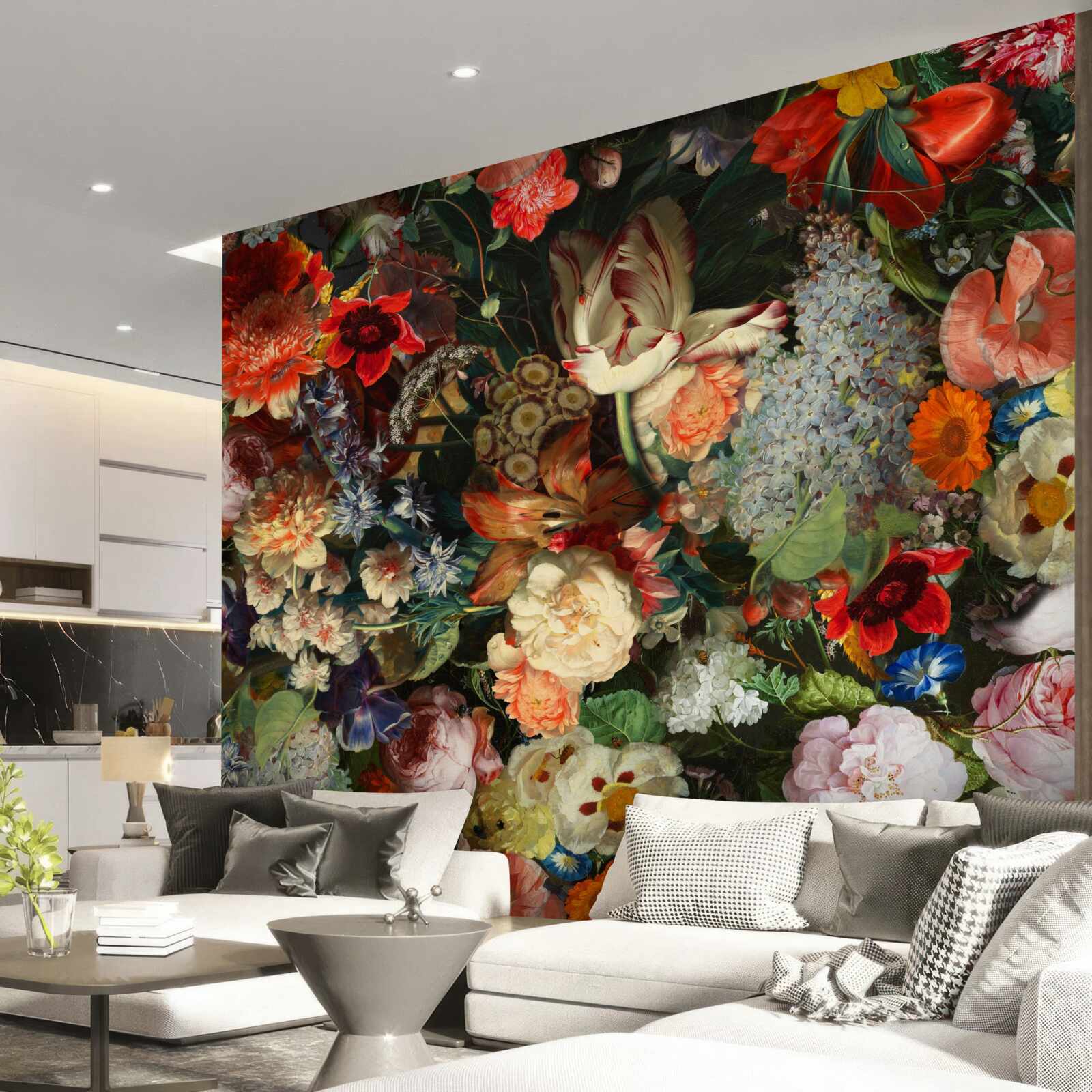 Fototapeta Żywe kwiaty sezonowe w pełnym letnim rozkwicie