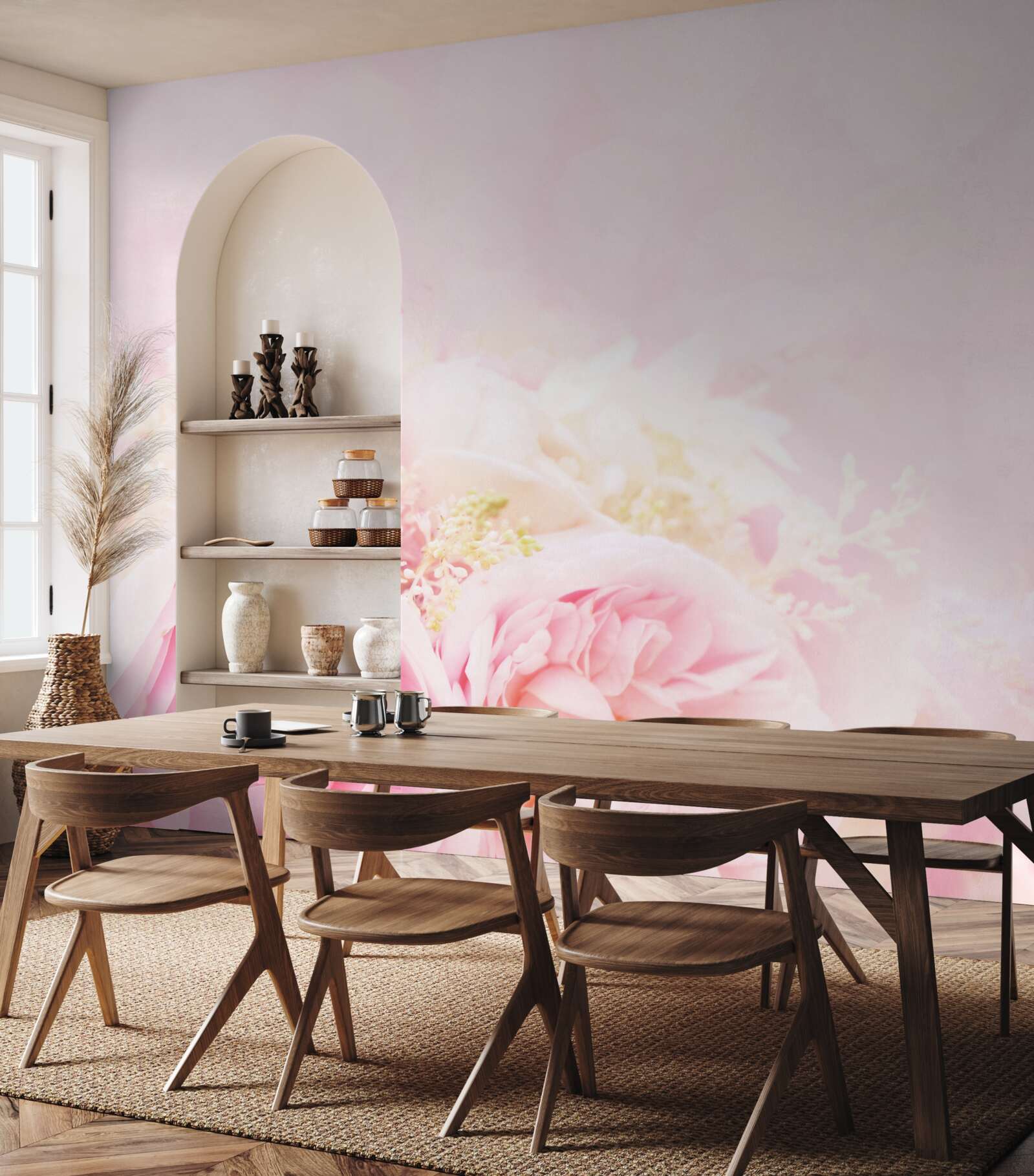 Fototapeta zestaw róż piwoniowych w różowej tonacji