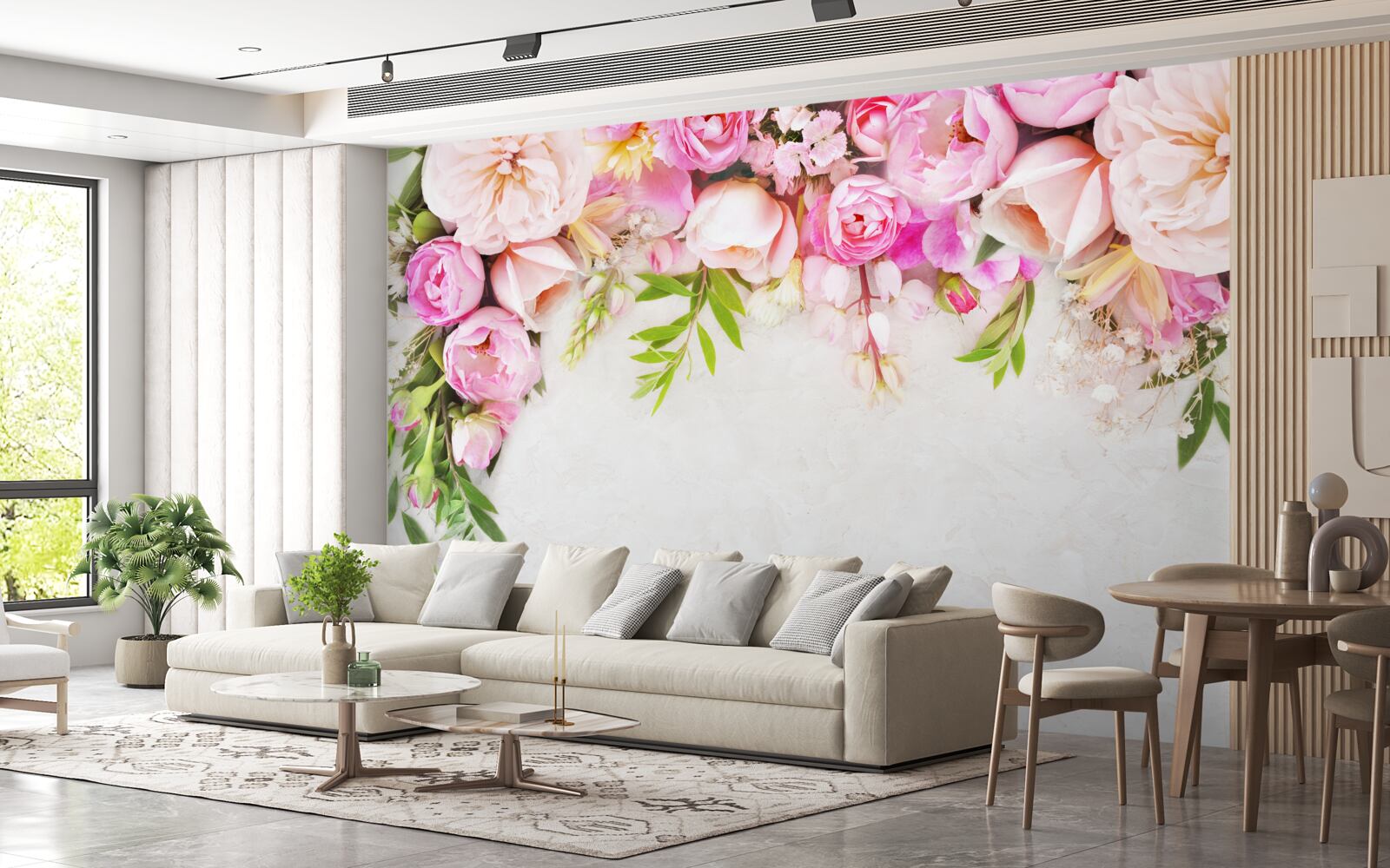 Fototapeta gałąź z białymi i różowymi kwiatami