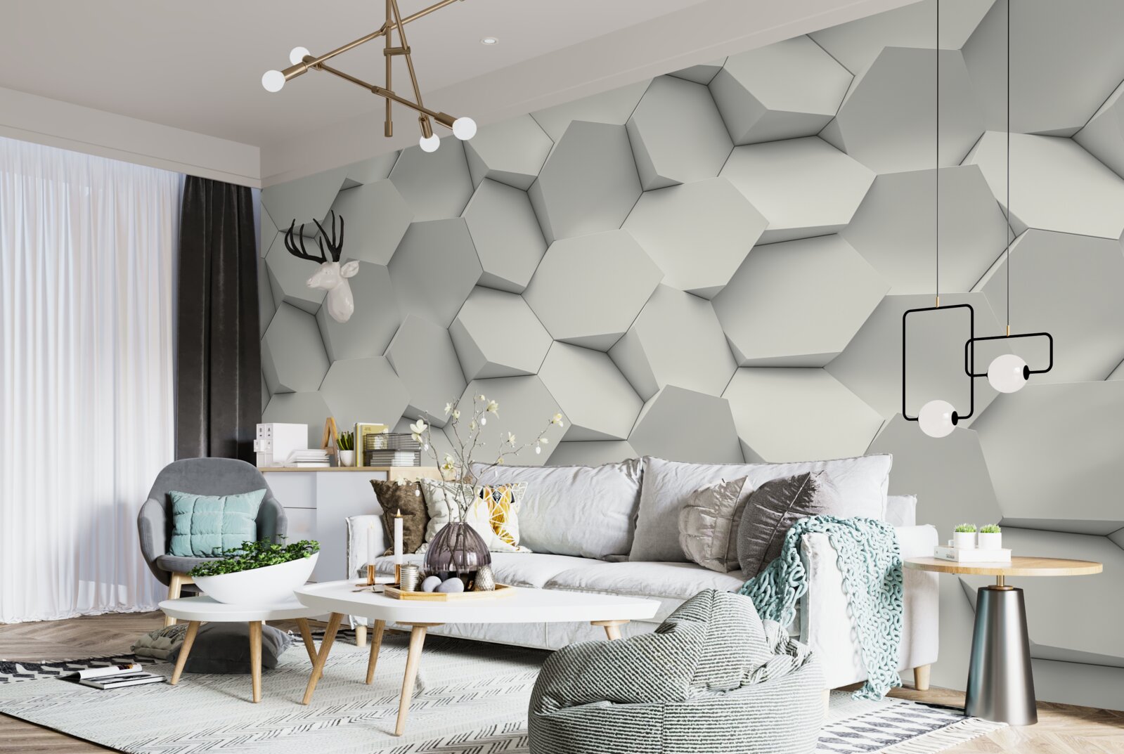 Fototapeta sześciokąty obracały się w różnych kierunkach