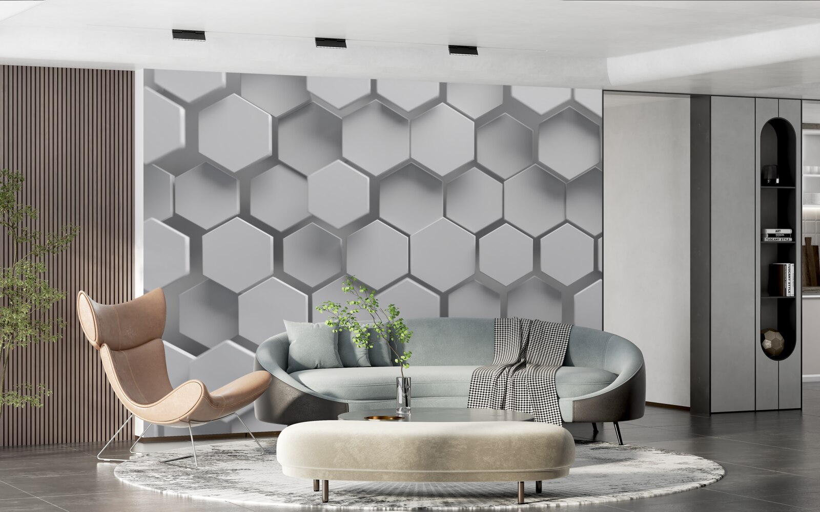 Fototapeta szare sześciokąty o wypukłym kształcie