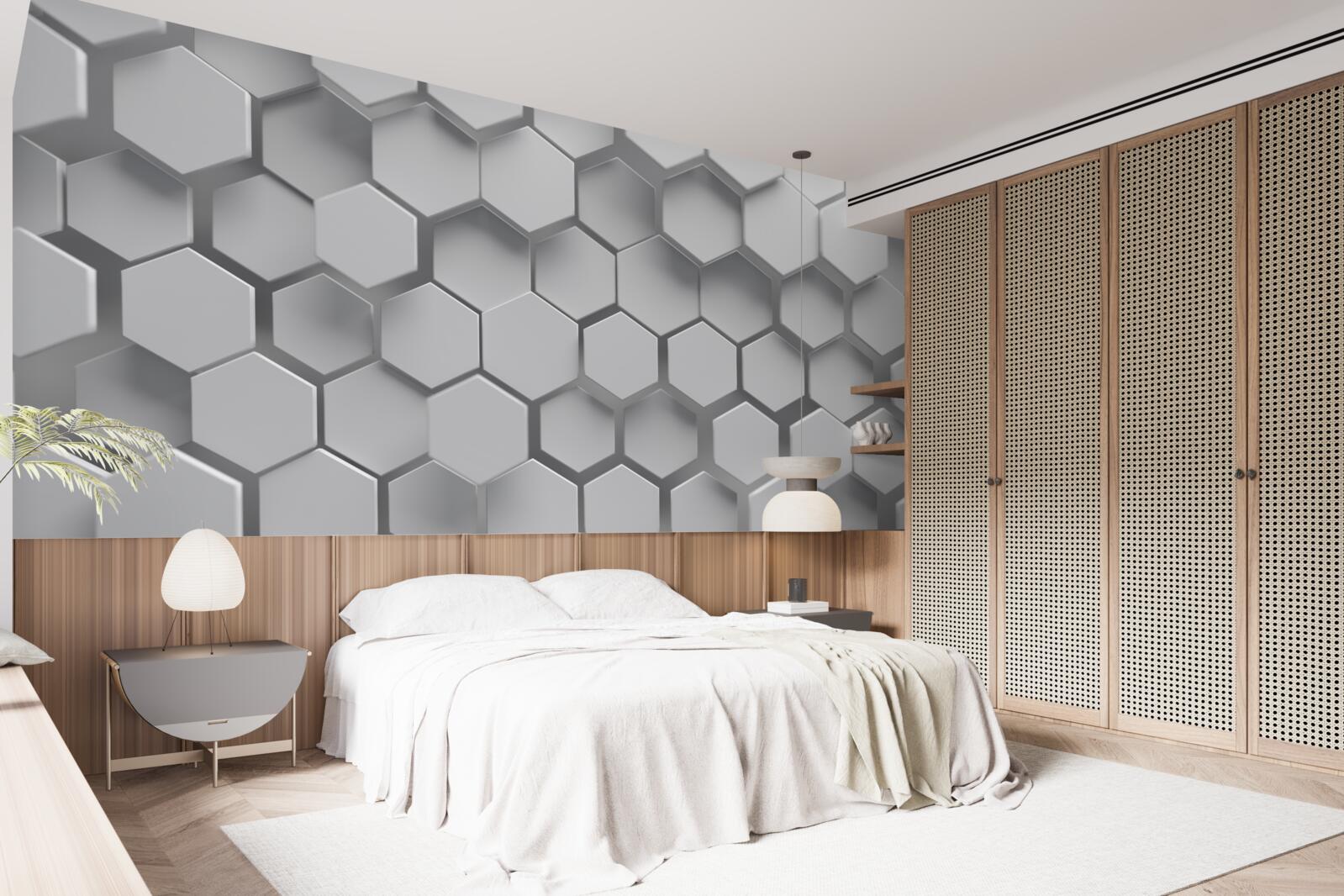 Fototapeta szare sześciokąty o wypukłym kształcie