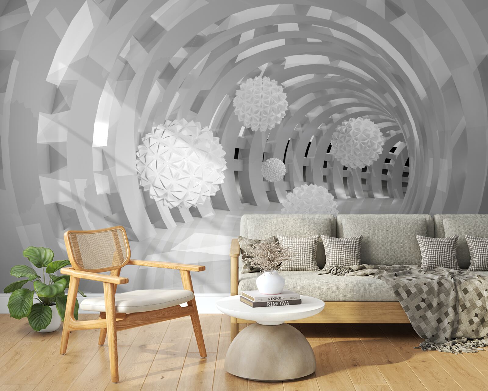 Fototapeta okrągłe łuki z białymi kulkami