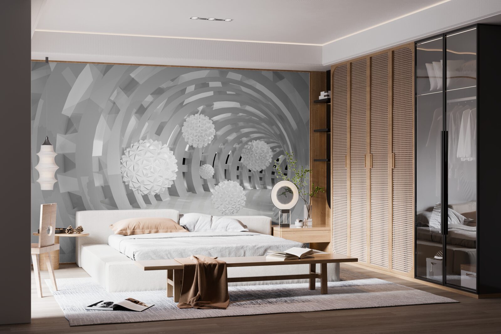 Fototapeta okrągłe łuki z białymi kulkami