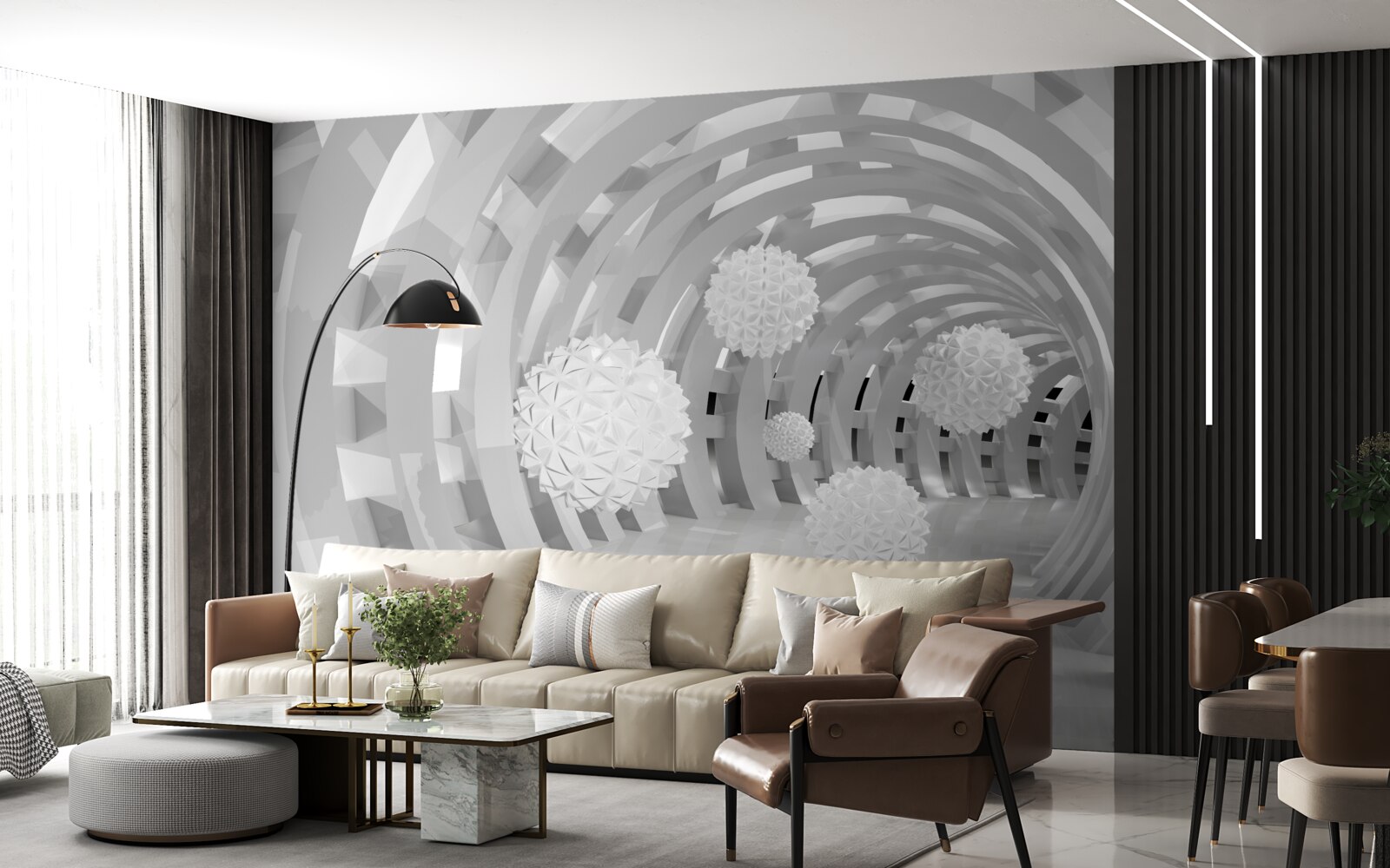 Fototapeta okrągłe łuki z białymi kulkami