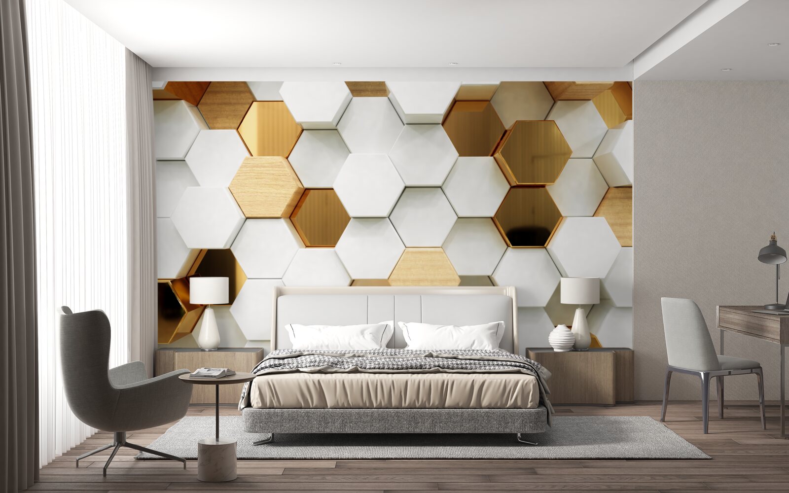 Fototapeta jasne sześciokąty o różnej zawartości