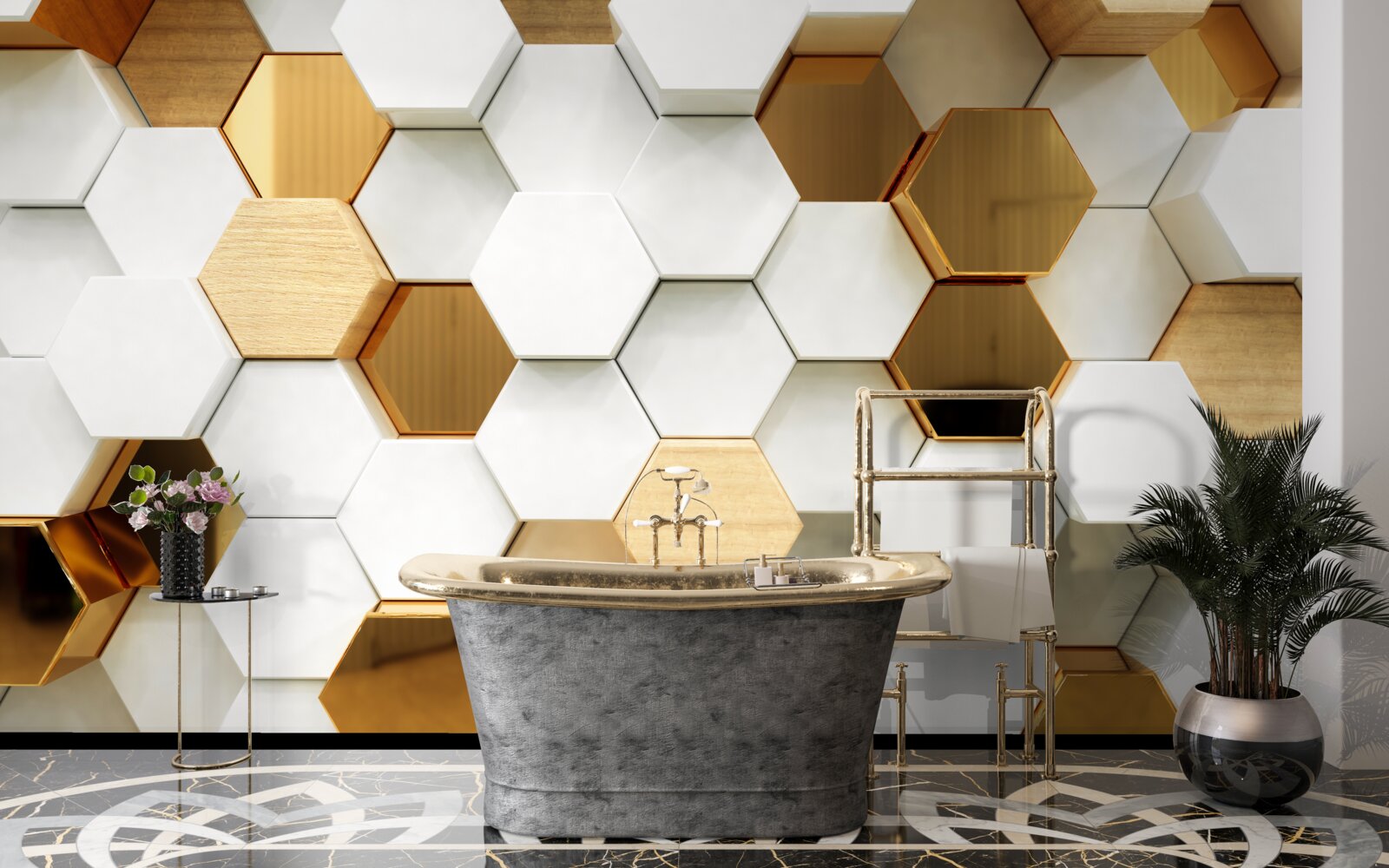 Fototapeta jasne sześciokąty o różnej zawartości