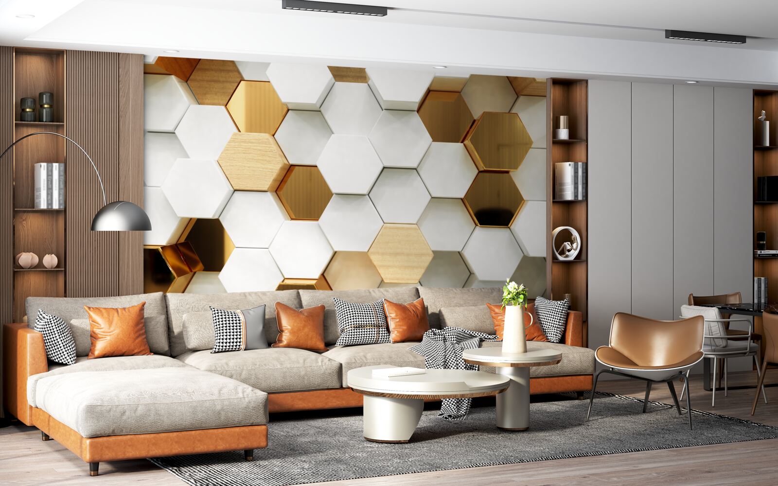 Fototapeta jasne sześciokąty o różnej zawartości