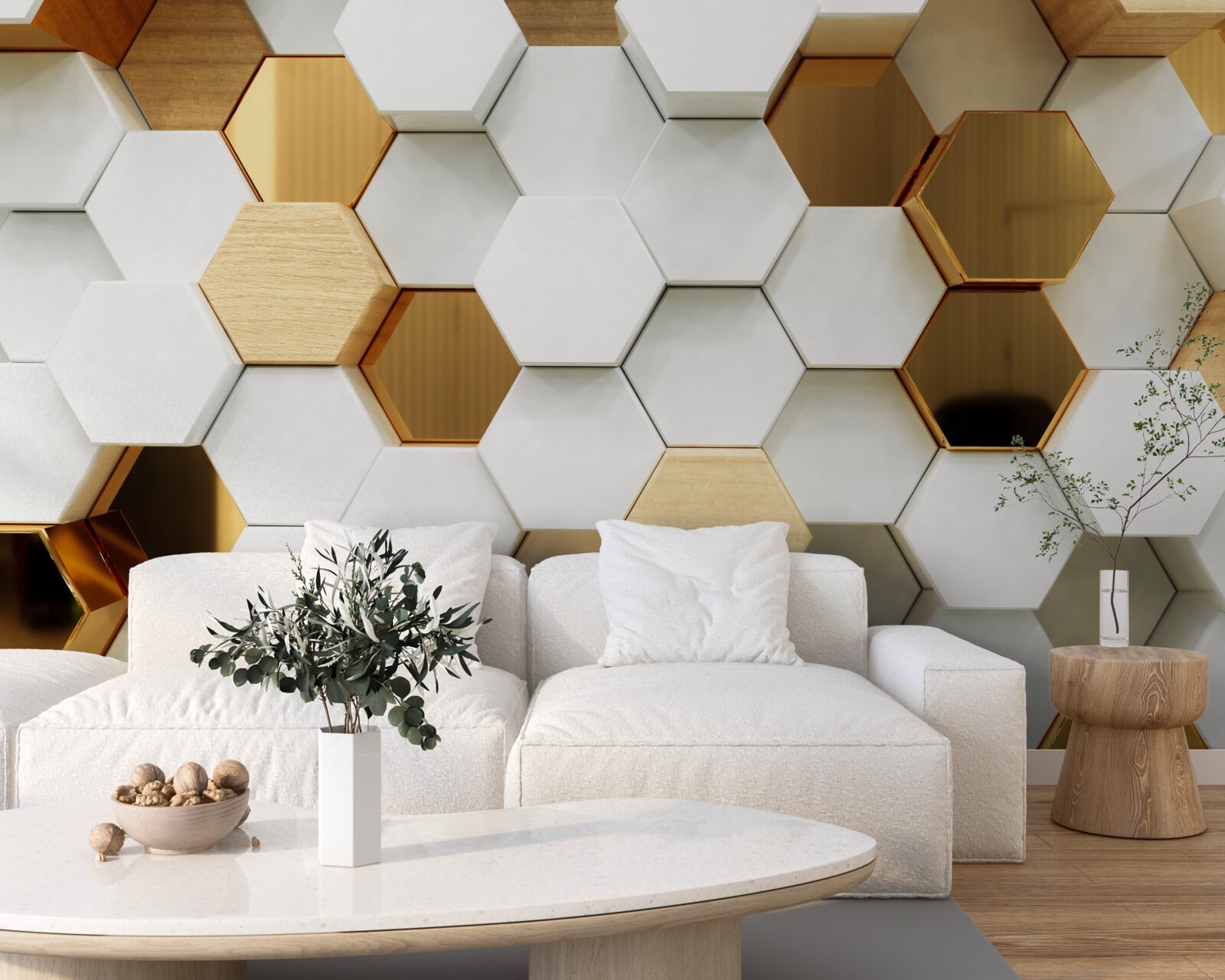 Fototapeta jasne sześciokąty o różnej zawartości