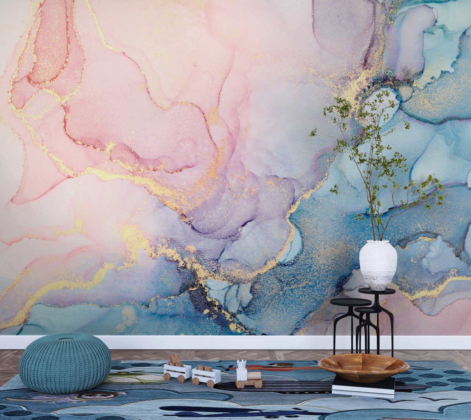 Fototapeta delikatne różowe chmury unoszą się nad wodą