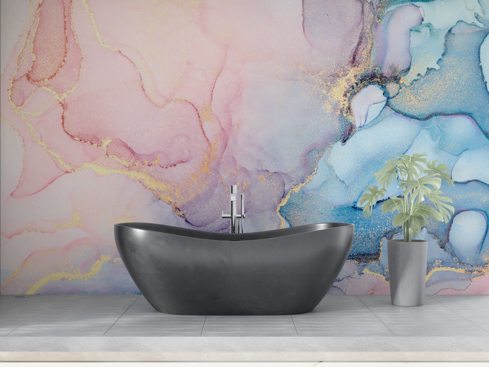 Fototapeta delikatne różowe chmury unoszą się nad wodą