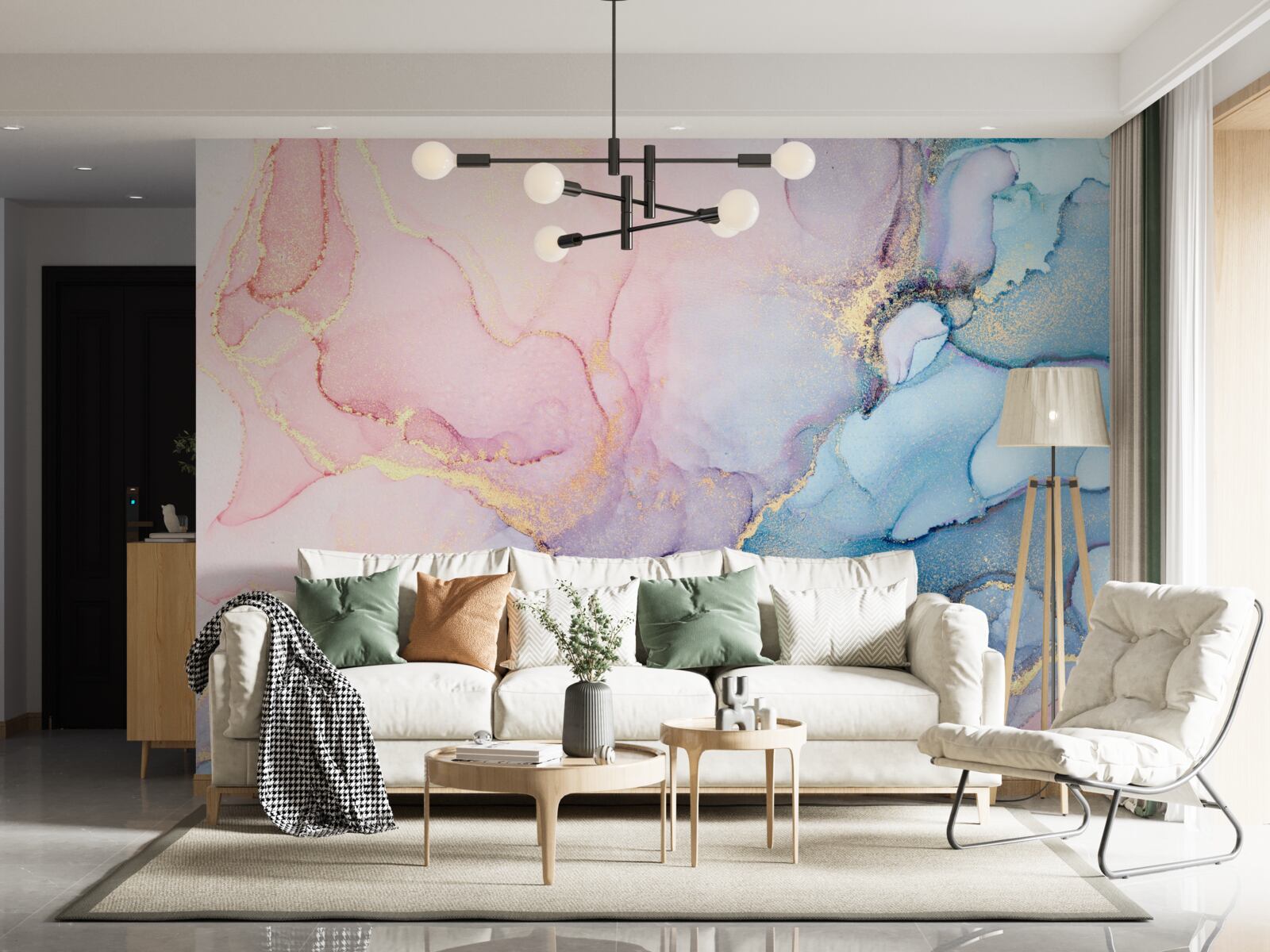 Fototapeta delikatne różowe chmury unoszą się nad wodą