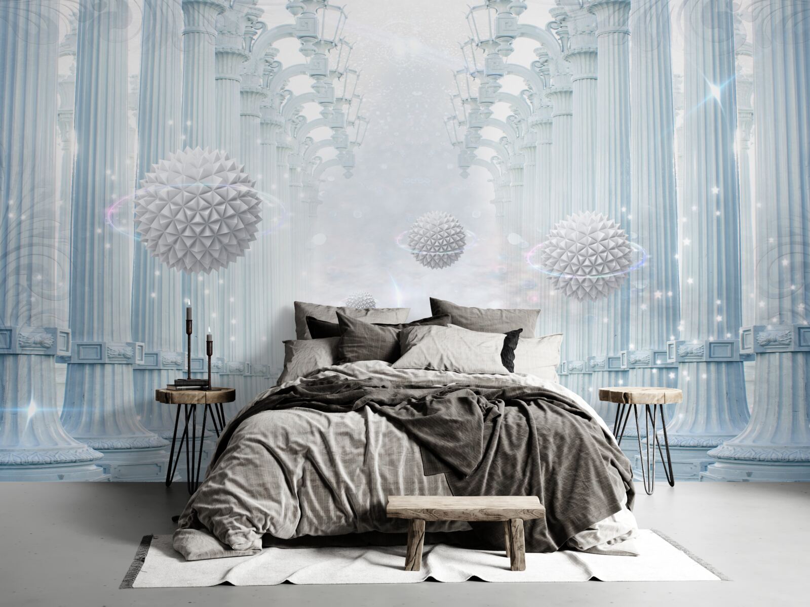 Fototapeta kolumnada nieskończoności i białe kule