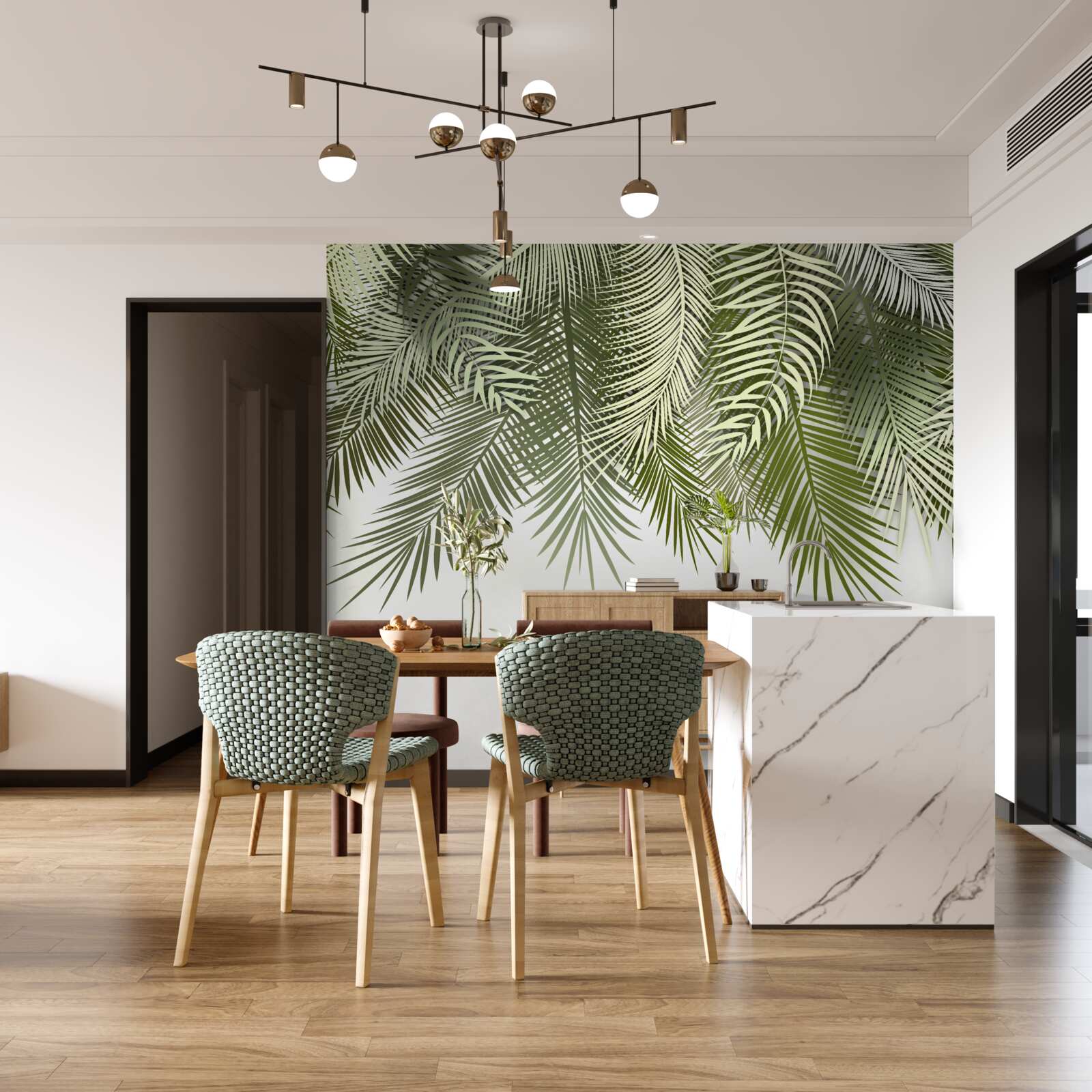 Fototapeta paproć o zielonym odcieniu, opadająca