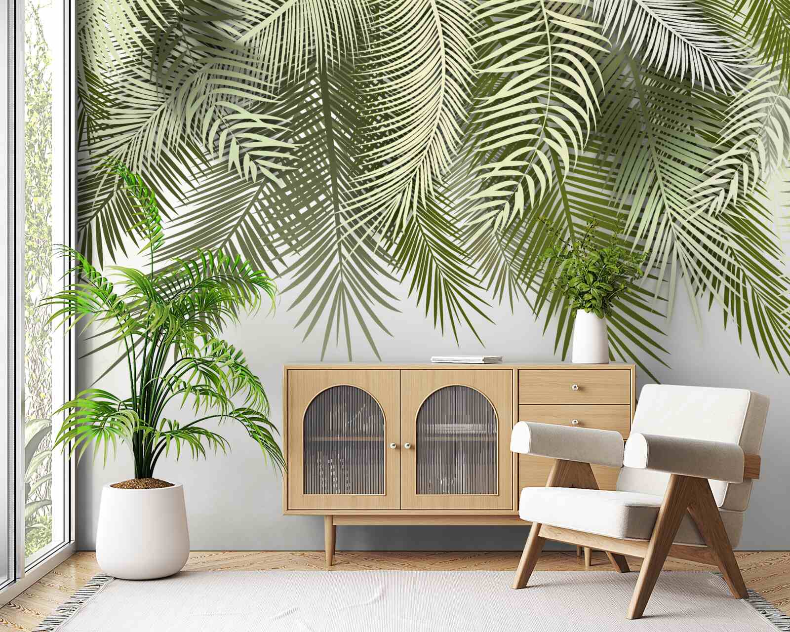 Fototapeta paproć o zielonym odcieniu, opadająca