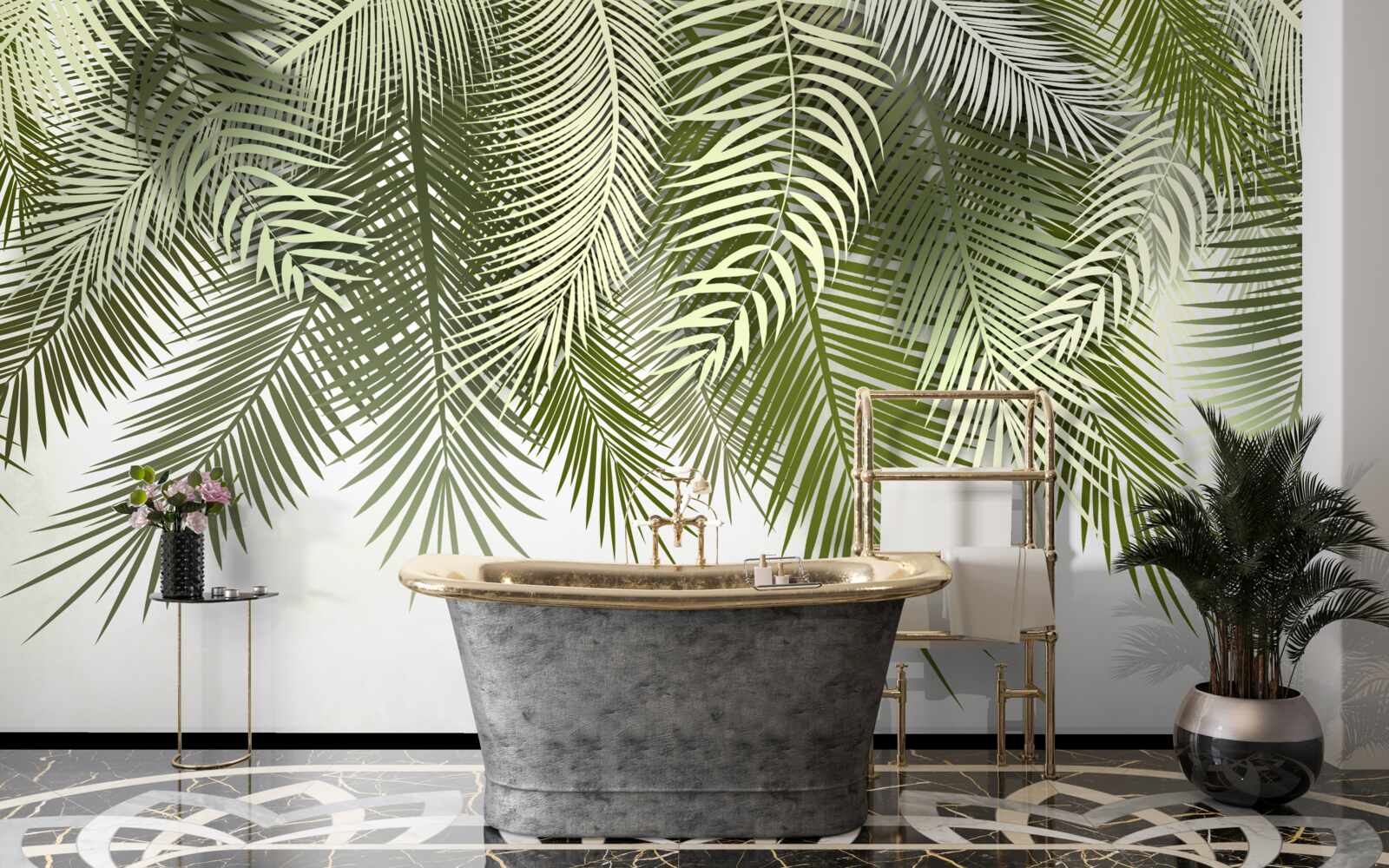 Fototapeta paproć o zielonym odcieniu, opadająca