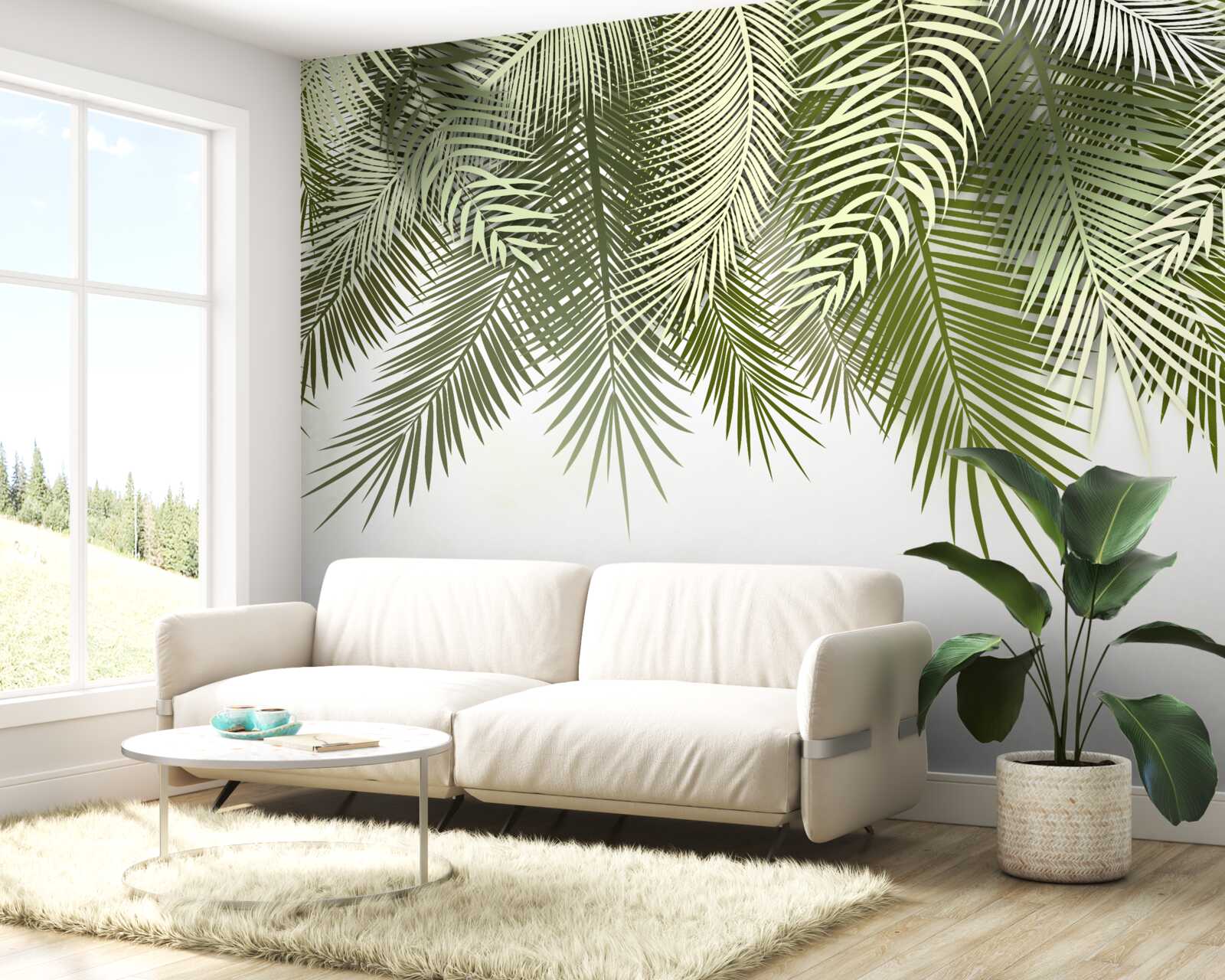 Fototapeta paproć o zielonym odcieniu, opadająca