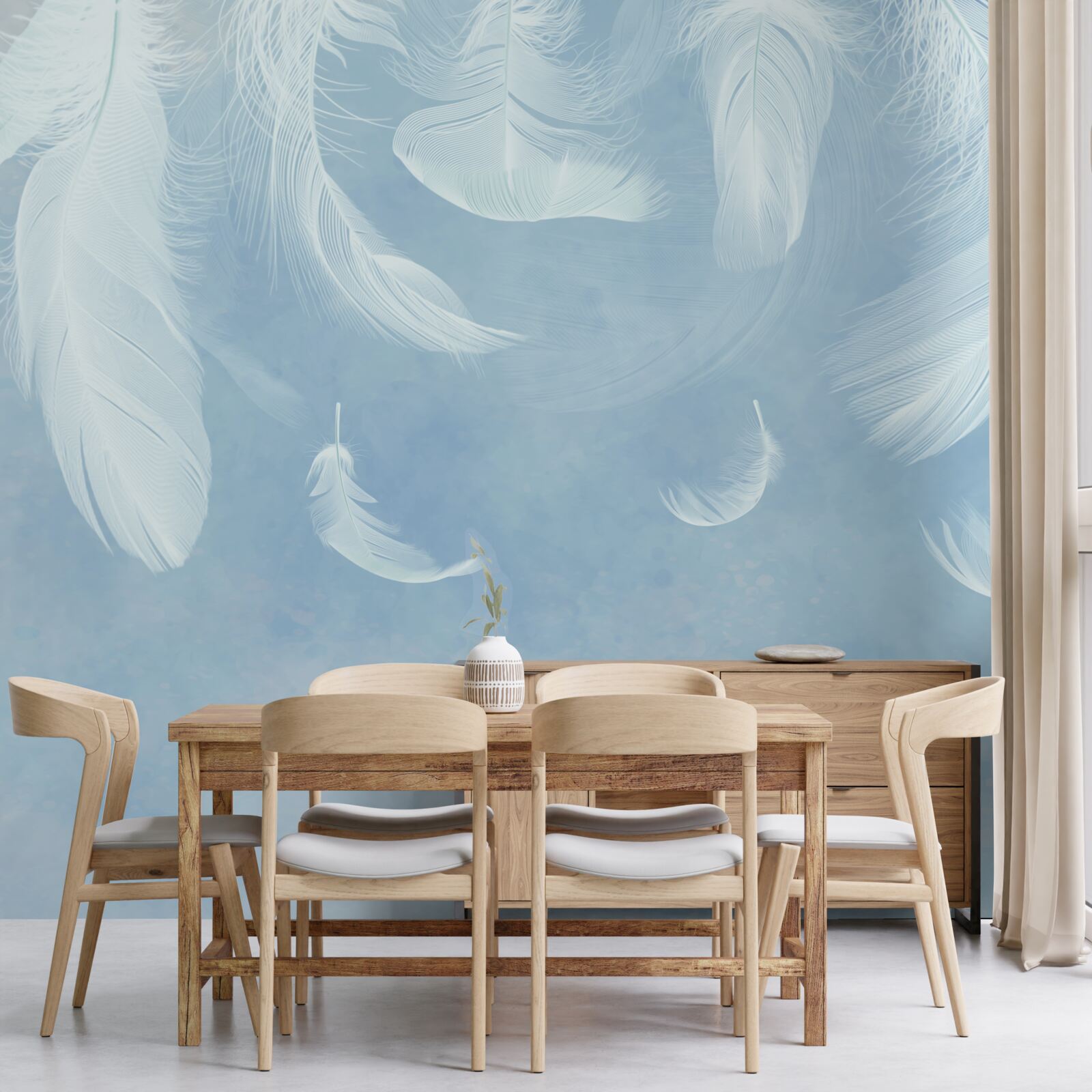 Fototapeta białe pióra opadające z łatwością