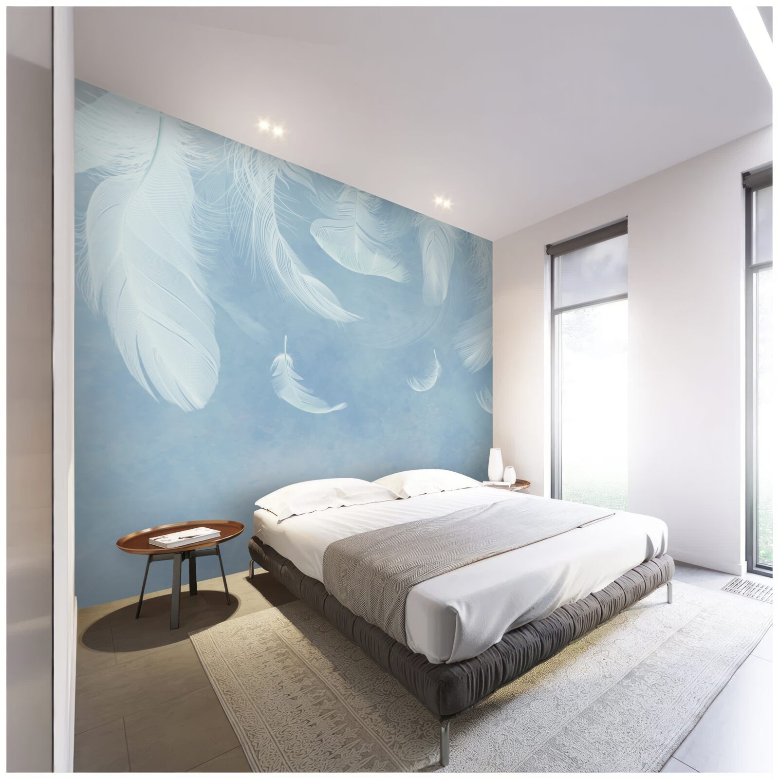 Fototapeta białe pióra opadające z łatwością