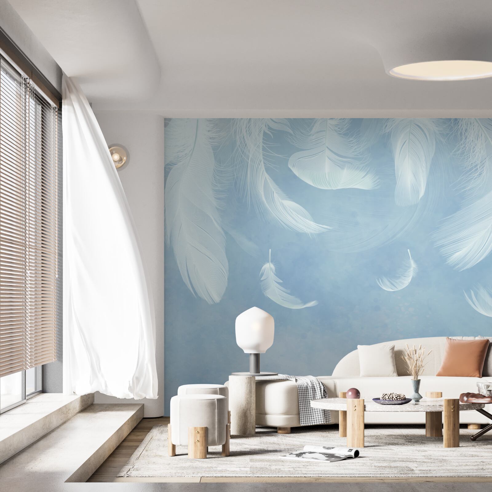 Fototapeta białe pióra opadające z łatwością