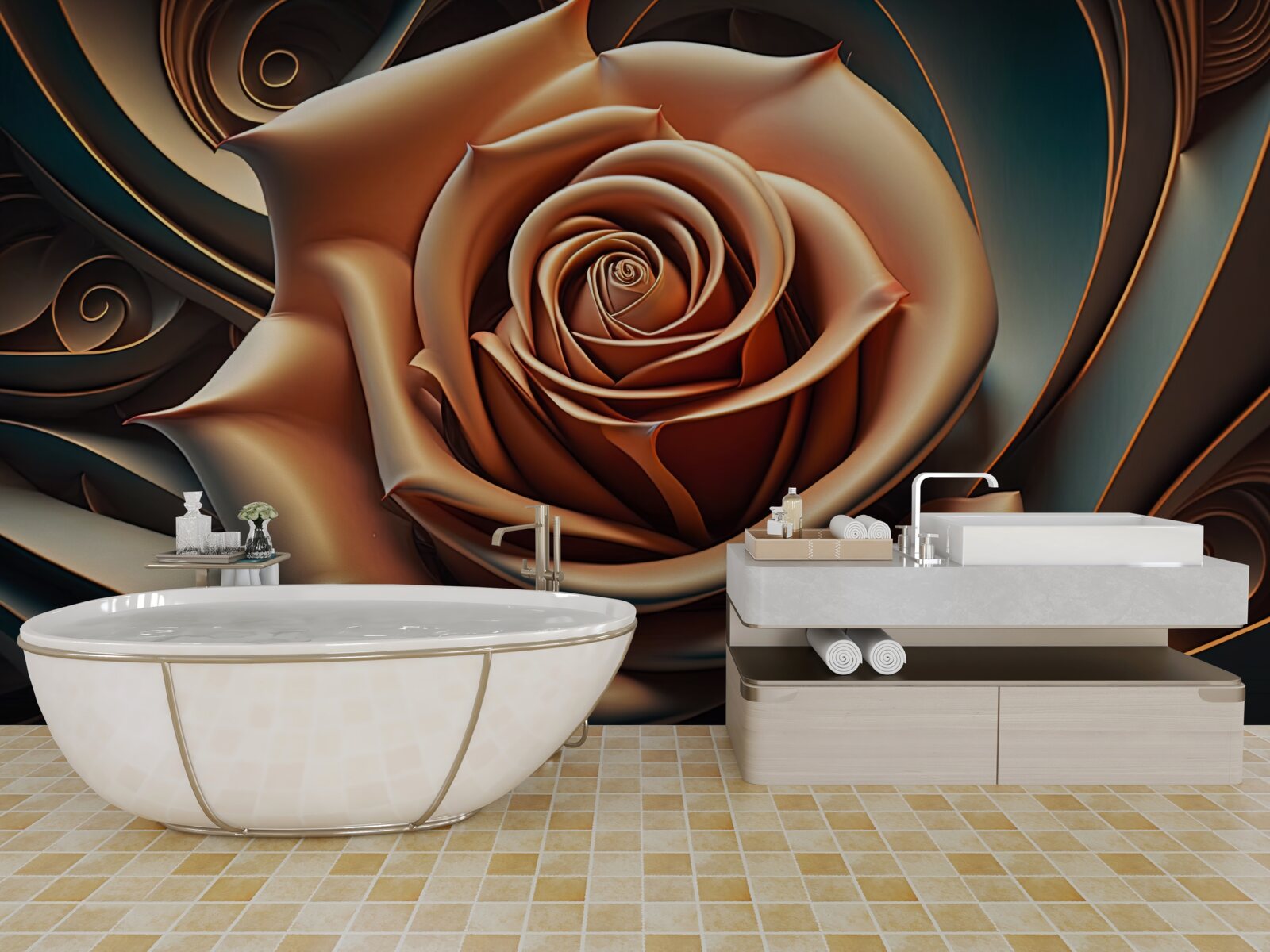 Fototapeta brązowa metalowa róża