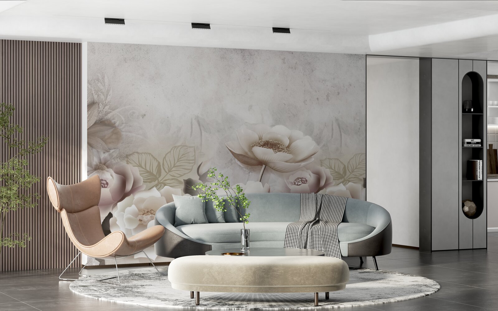 Fototapeta mglista łąka usiana białymi kwiatami