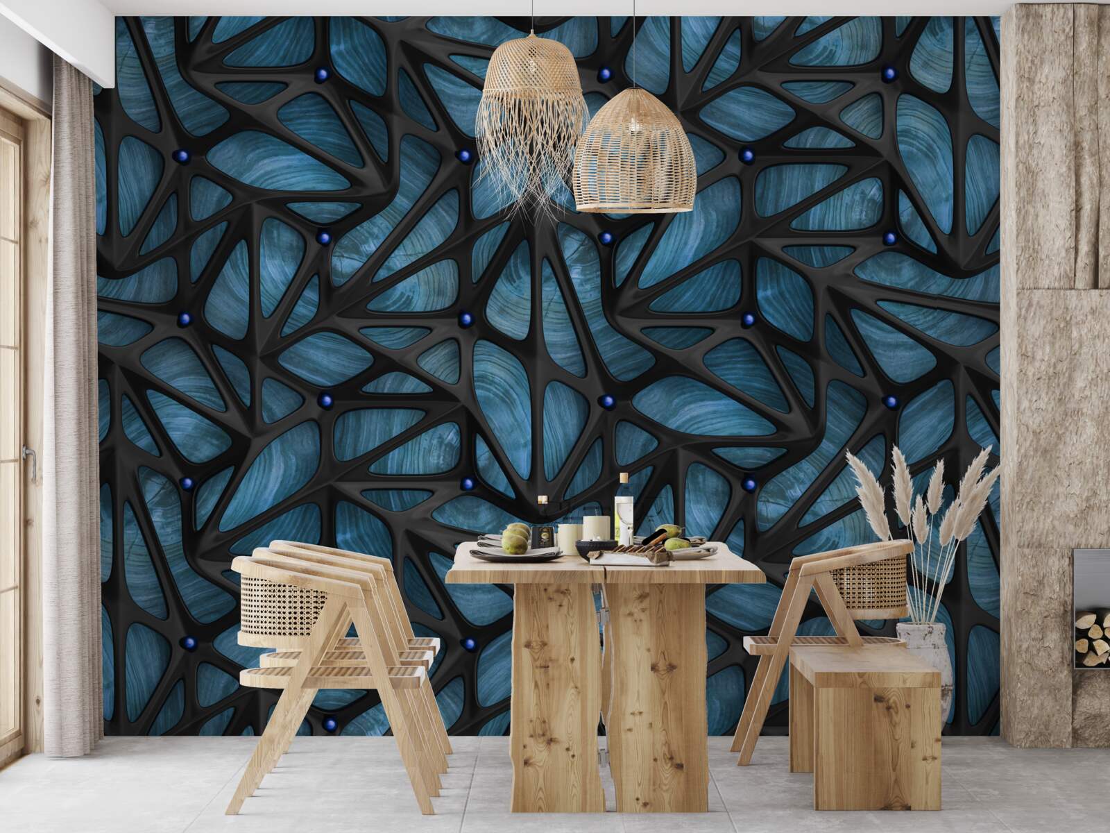 Fototapeta Światło księżyca oświetla nocny las pokryty liśćmi