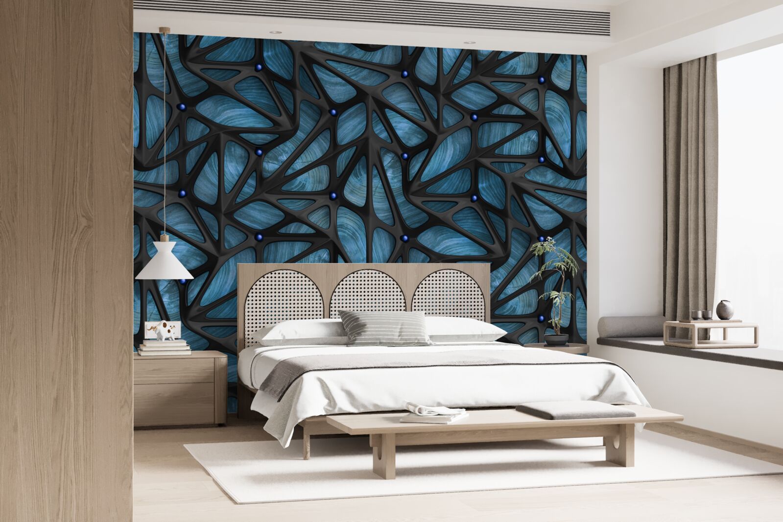 Fototapeta Światło księżyca oświetla nocny las pokryty liśćmi