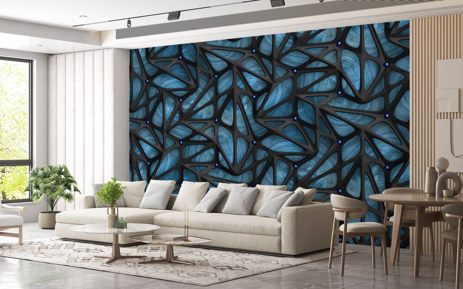 Fototapeta Światło księżyca oświetla nocny las pokryty liśćmi