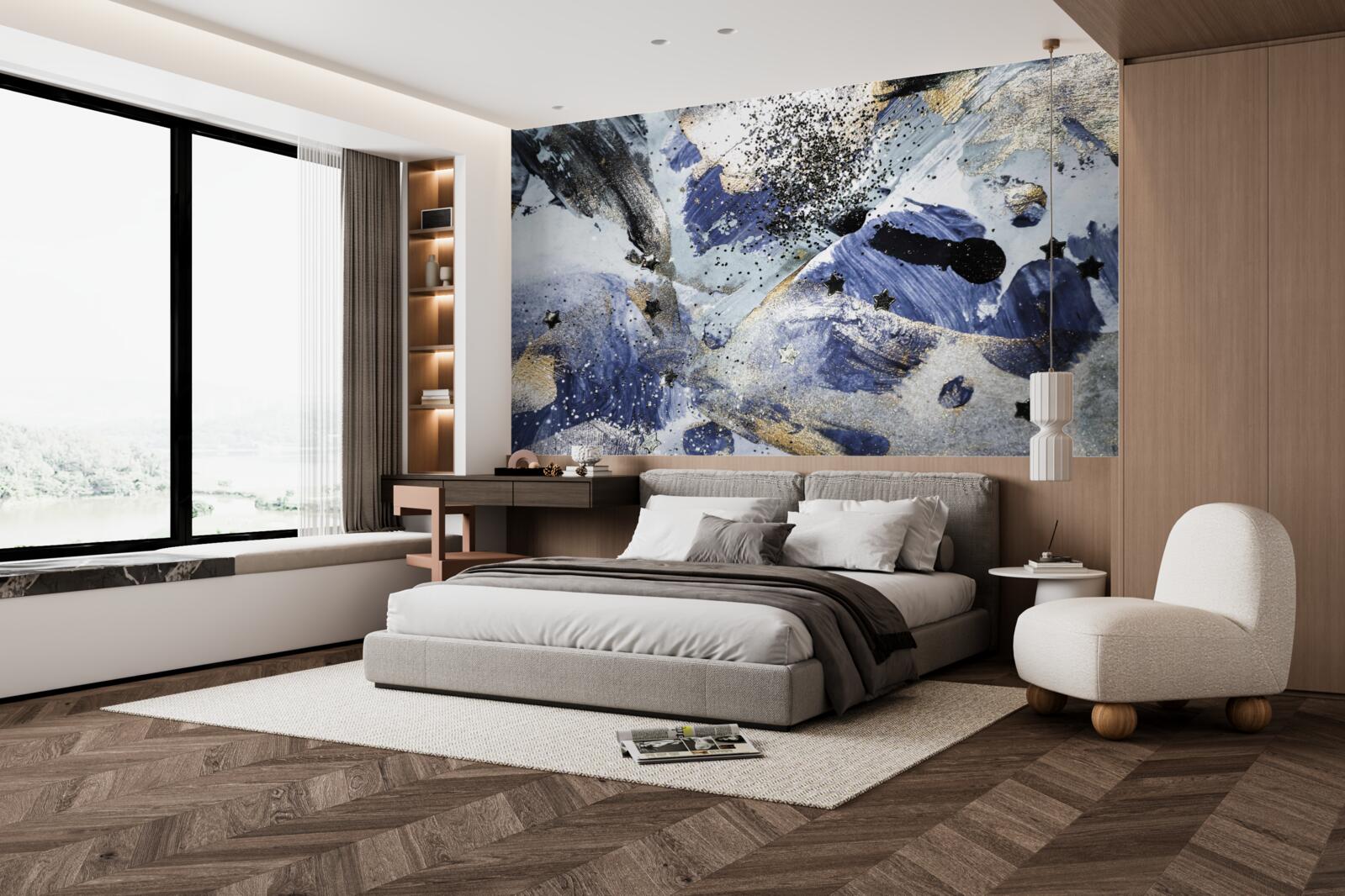 Fototapeta odcienie złota i błękitu w abstrakcyjnym wykonaniu