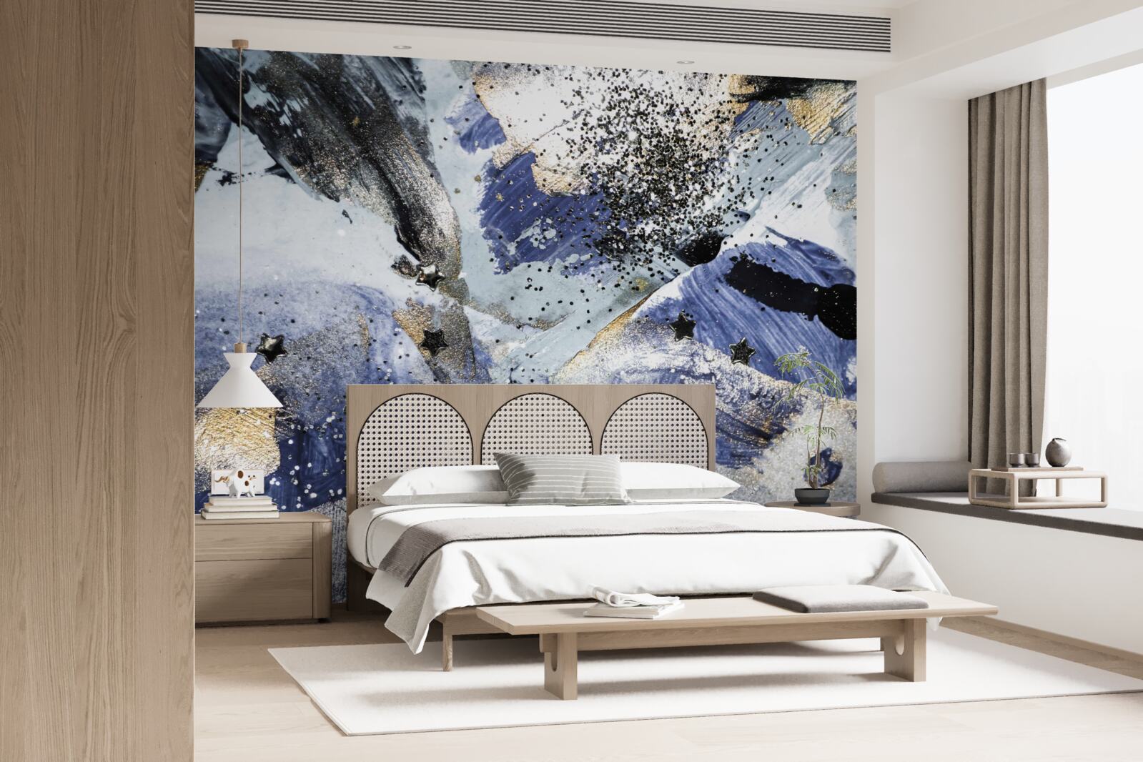 Fototapeta odcienie złota i błękitu w abstrakcyjnym wykonaniu