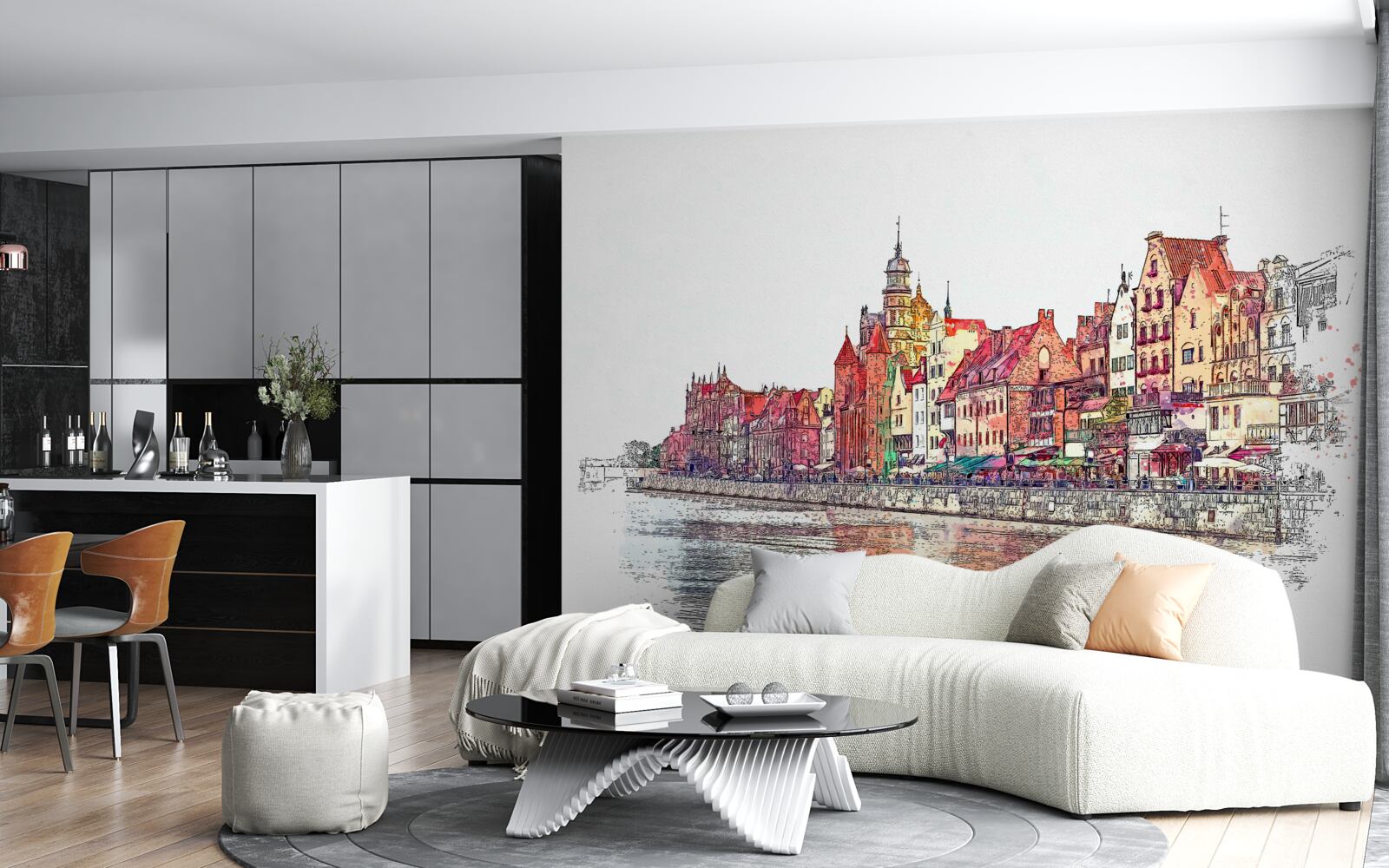 Fototapeta odbicie miejskiego piękna na powierzchni wody