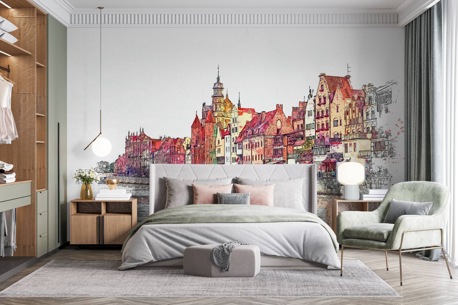 Fototapeta odbicie miejskiego piękna na powierzchni wody