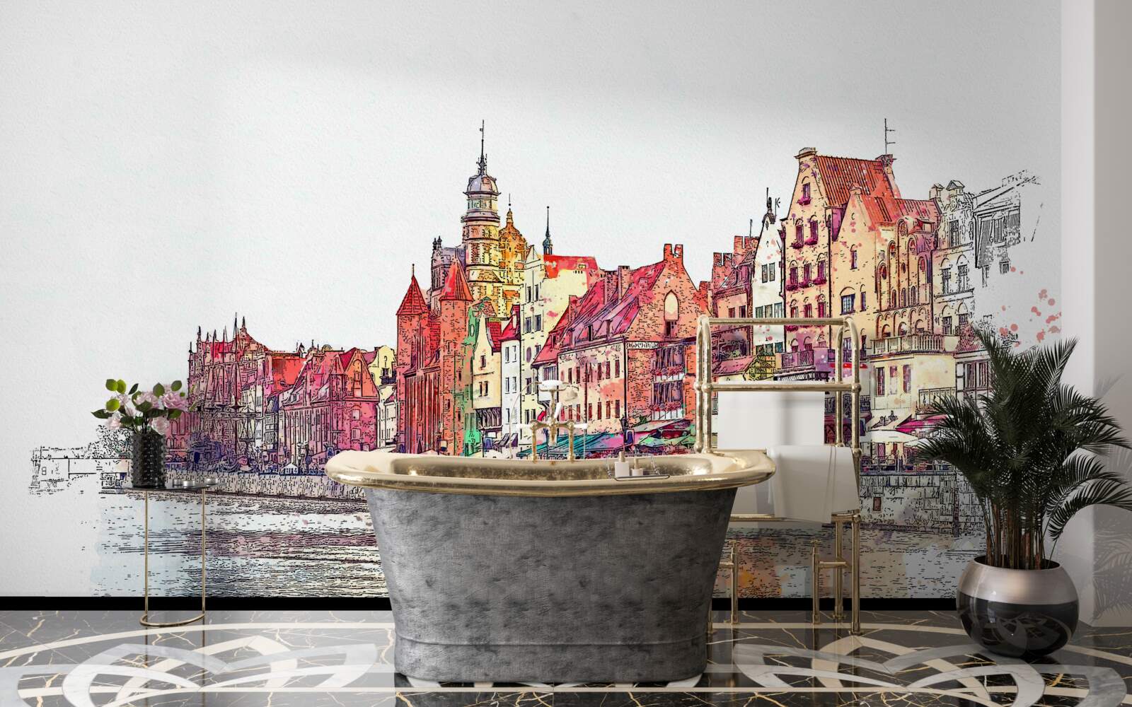 Fototapeta odbicie miejskiego piękna na powierzchni wody