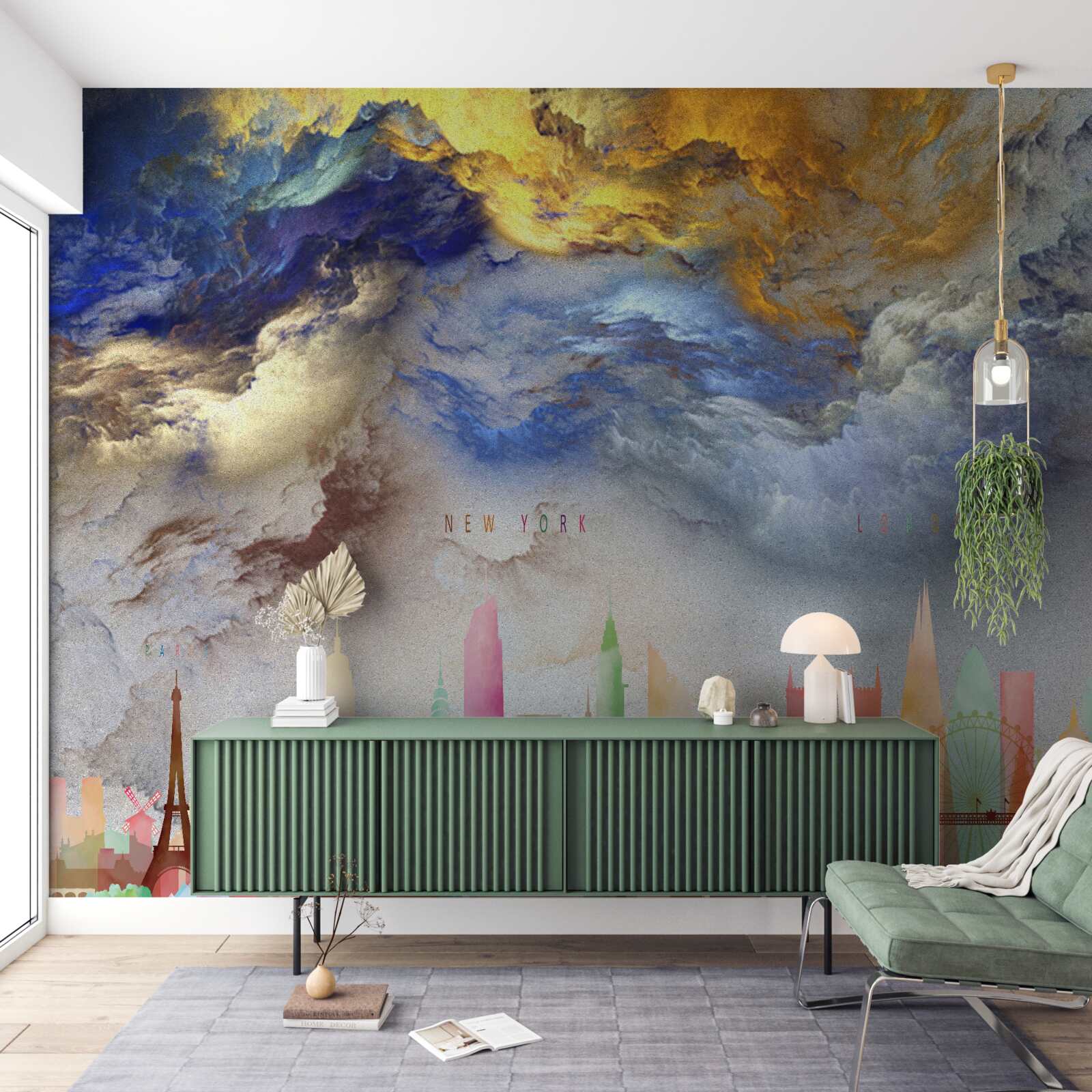 Fototapeta niejasne chmury nad budynkami miasta